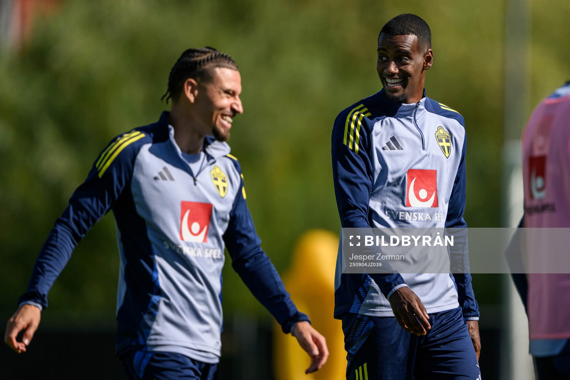 Jordan Larsson and Alexander Isak of the Swedish men's