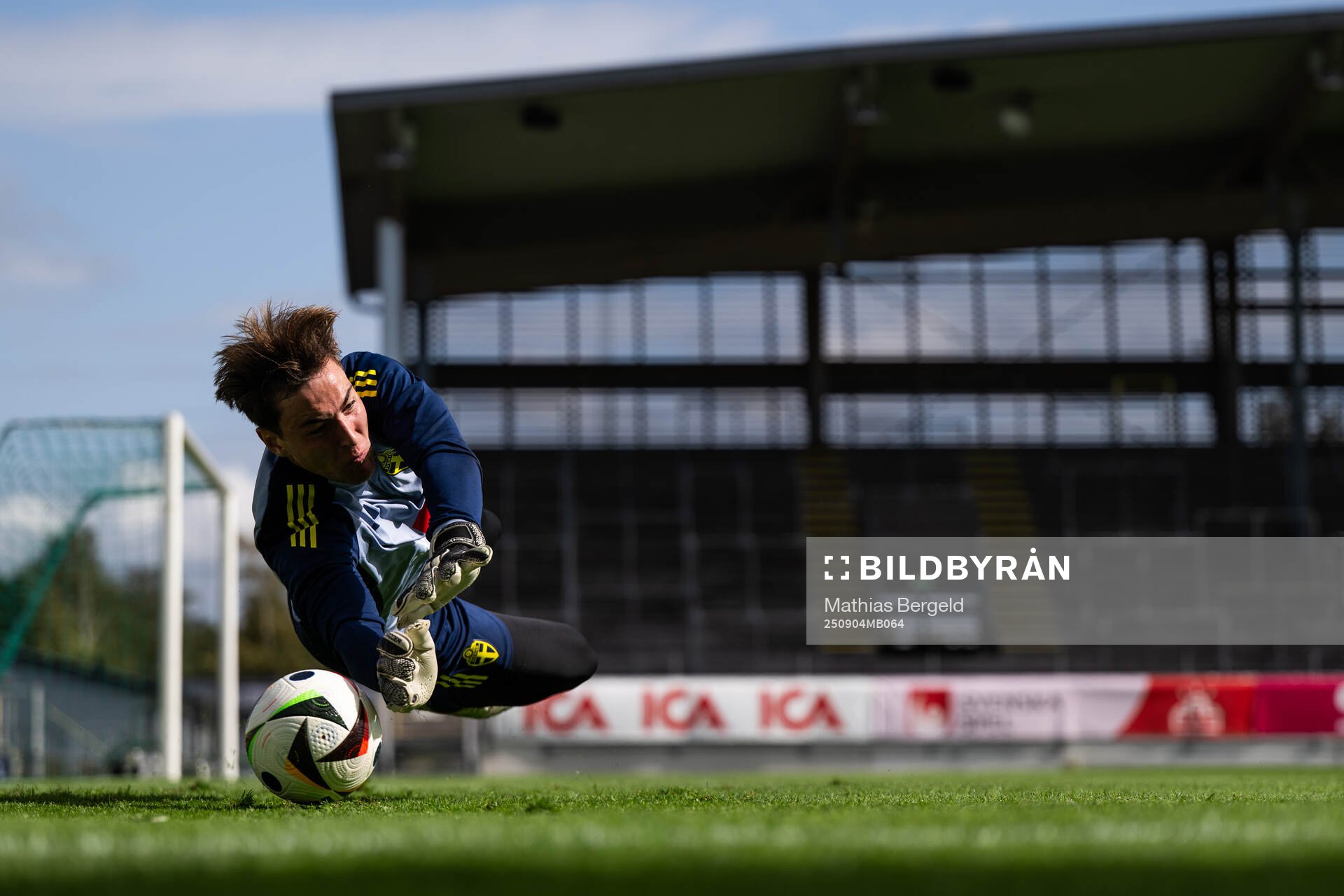 Goalkeeper Simon Eriksson of the Swedish under-21 national