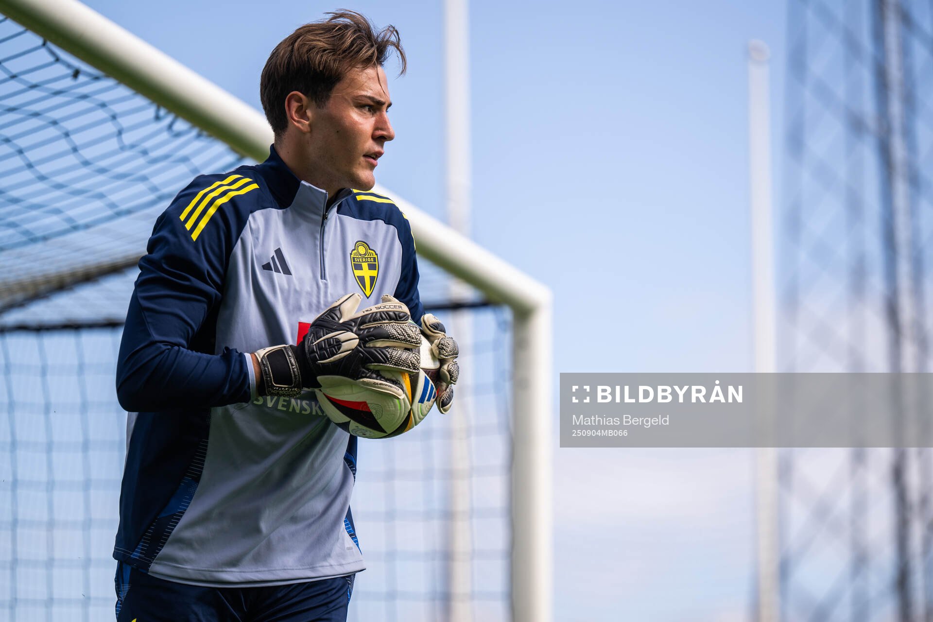 Goalkeeper Simon Eriksson of the Swedish under-21 national
