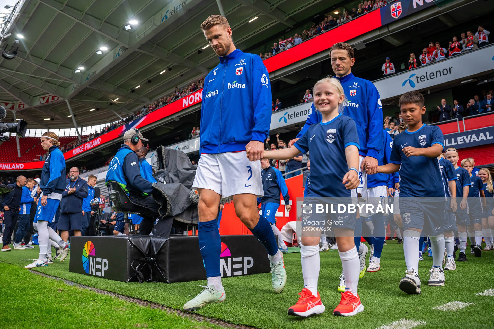 Kristoffer Ajer of Norway enters the pitch