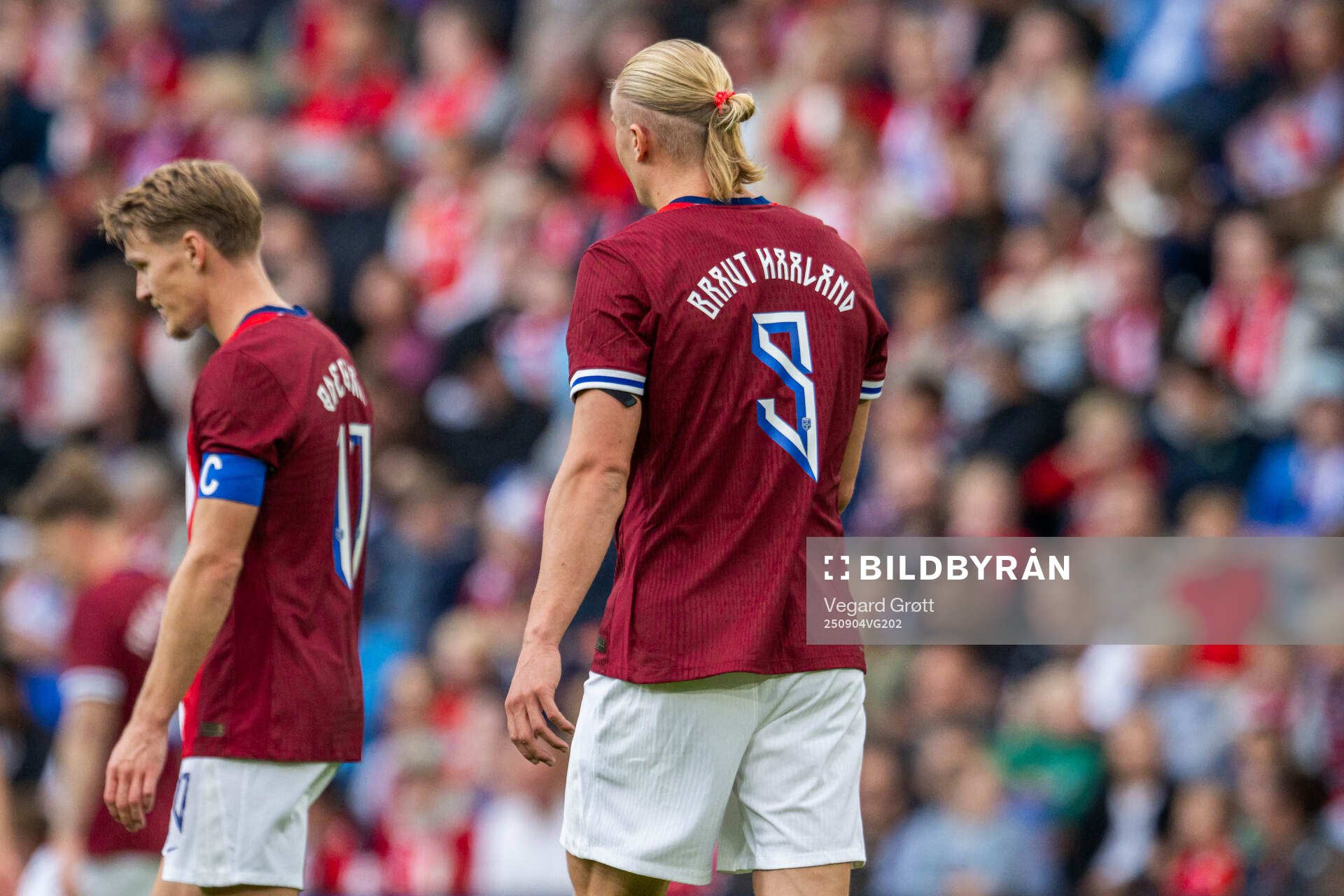 Martin Ødegaard and Erling Braut Haaland of Norway
