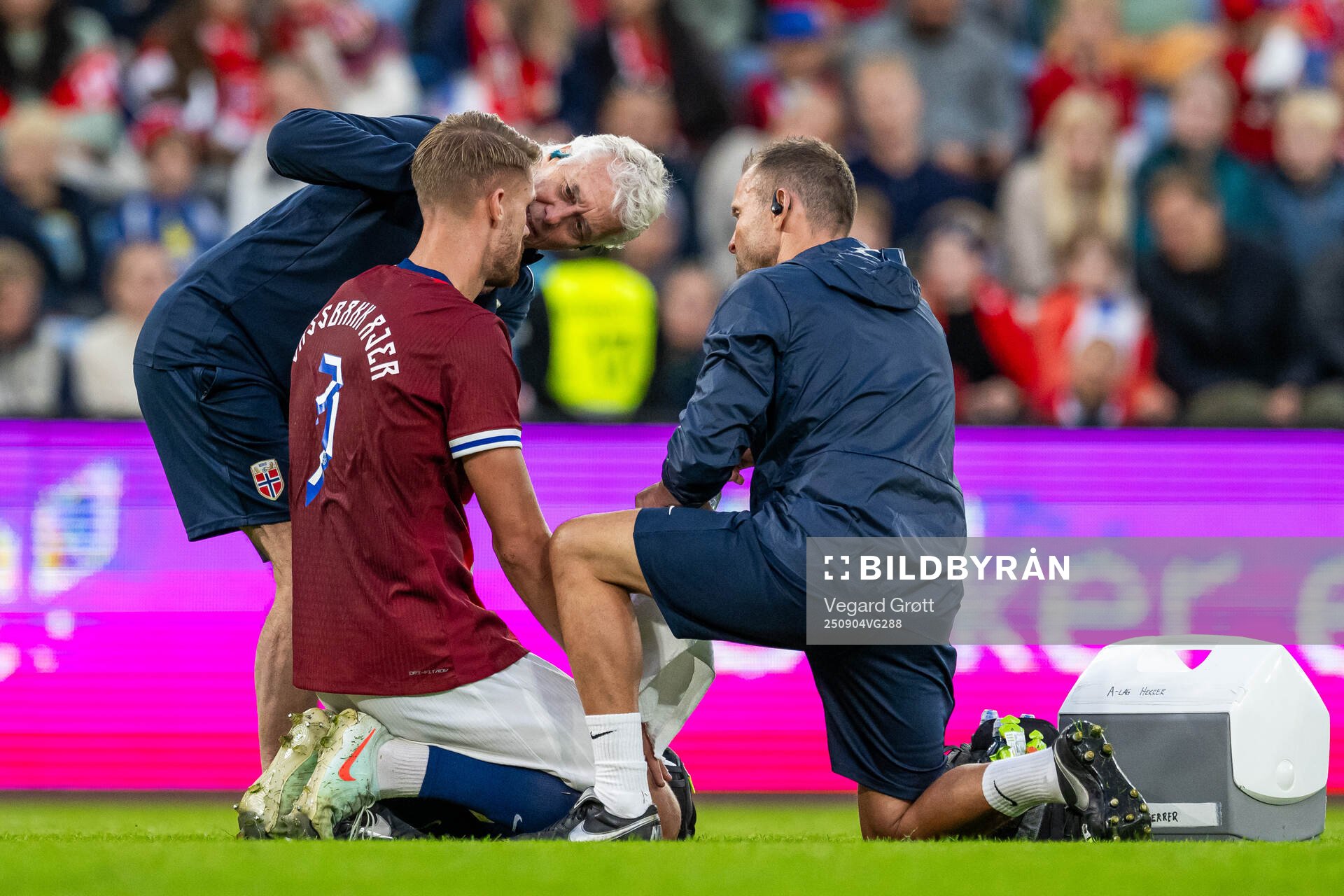 Kristoffer Ajer, doctor Ola Sand and manual therapist