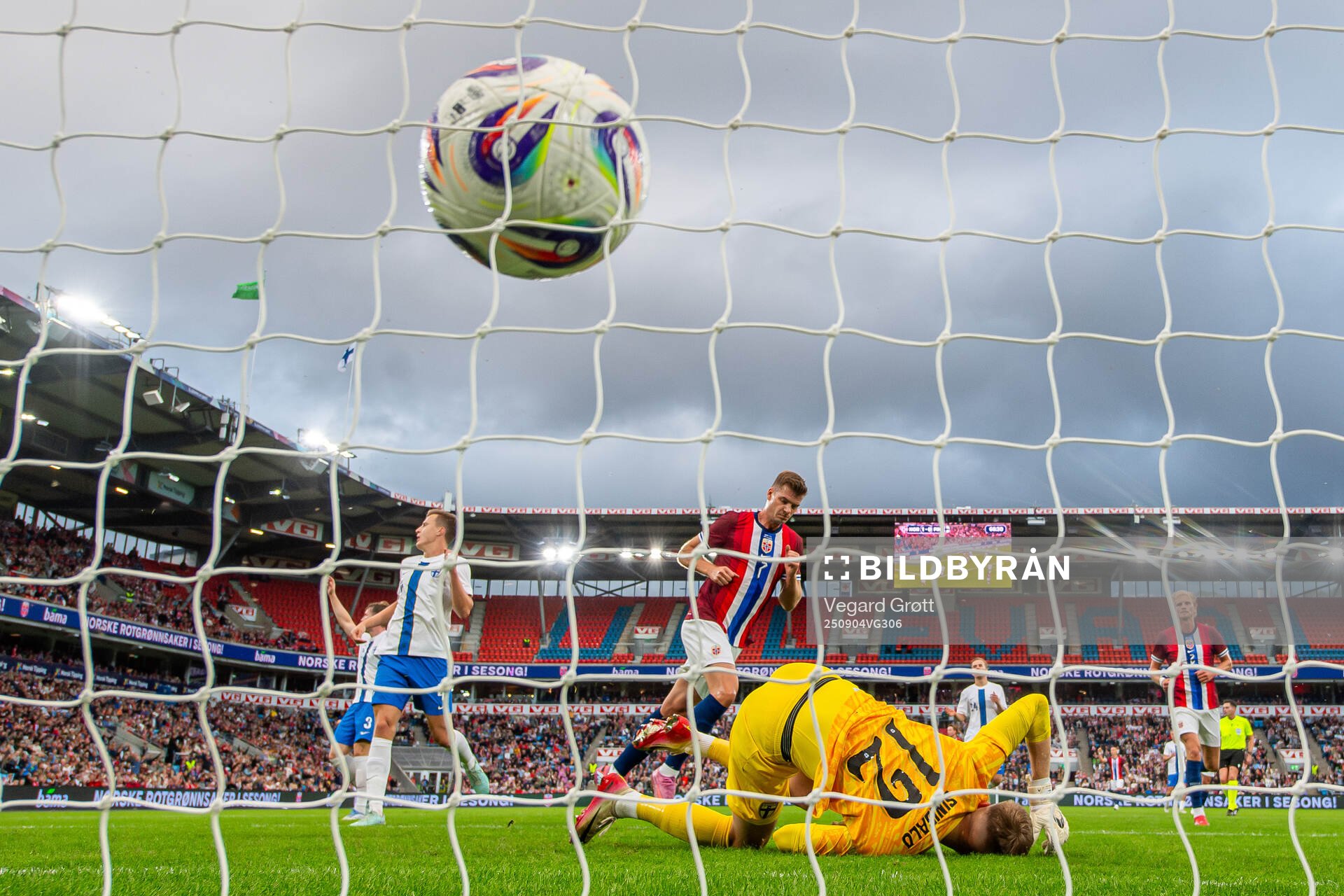 Alexander Sørloth of Norway scores a disallowed goal