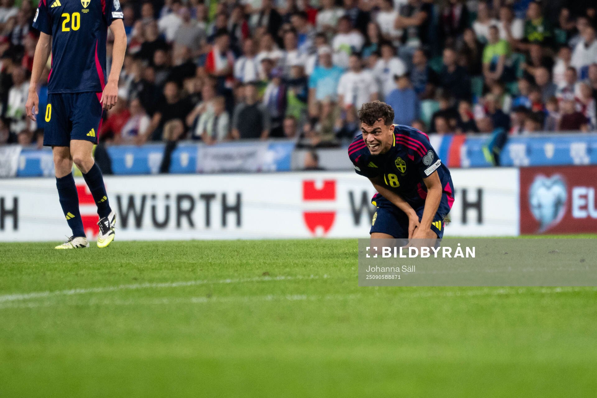 Yasin Ayari of Sweden in pain