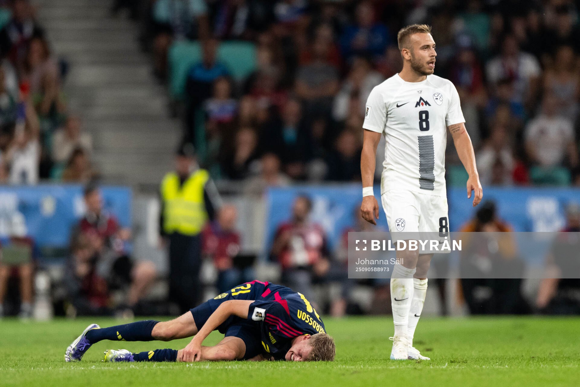 Alexander Bernhardsson of Sweden in pain