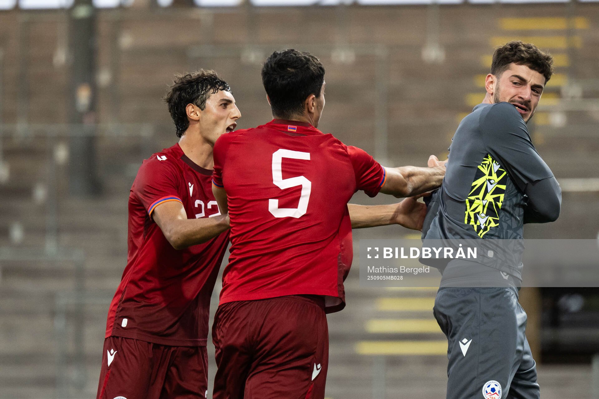 Mher Tarloyan, Petik Manukyan and goalkeeper Gor Matinyan