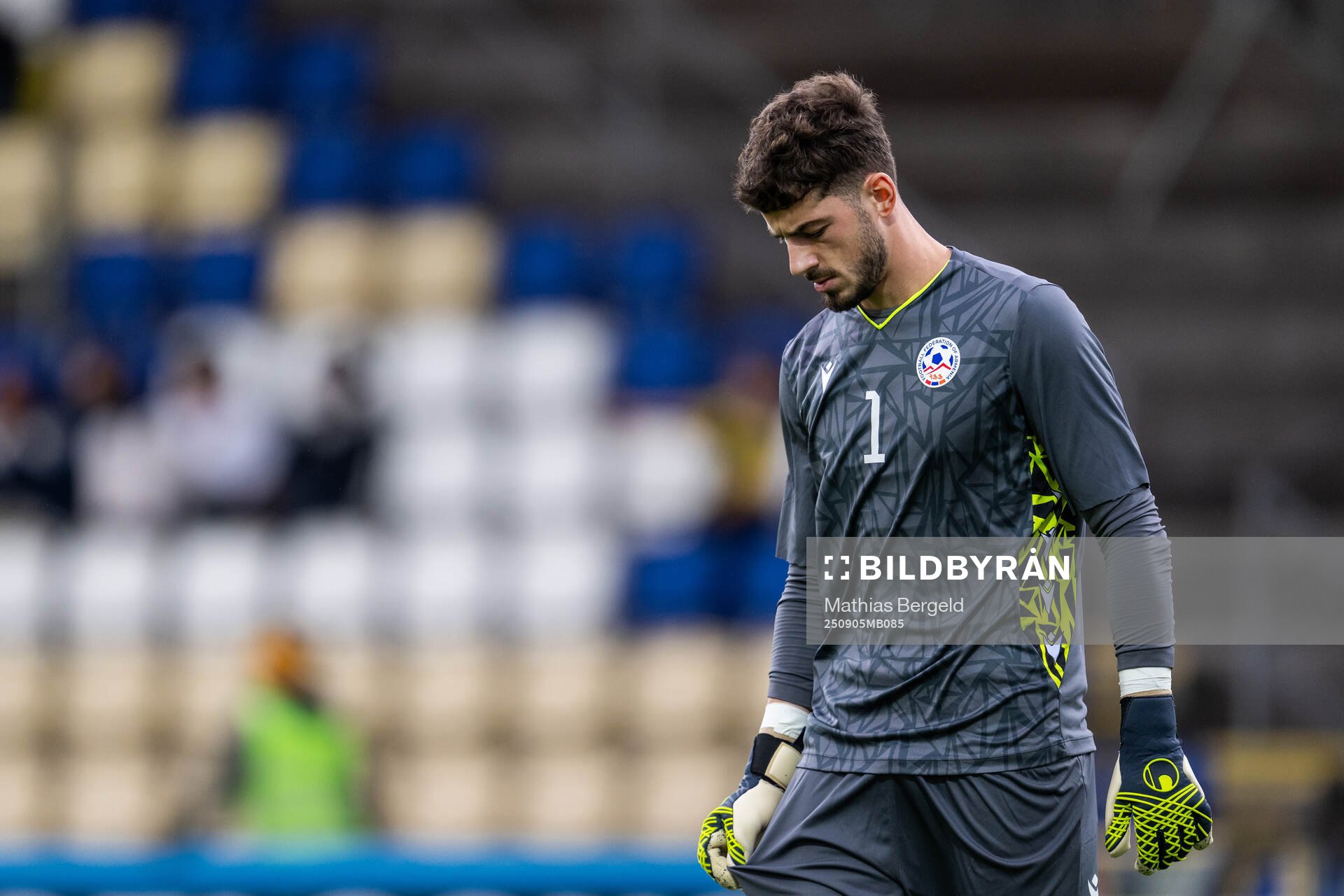 Goalkeeper Gor Matinyan of Armenia looks dejected