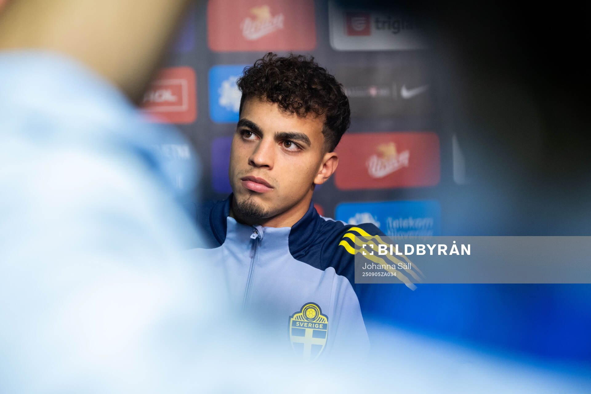 Yasin Ayari of Sweden in mixed zone
