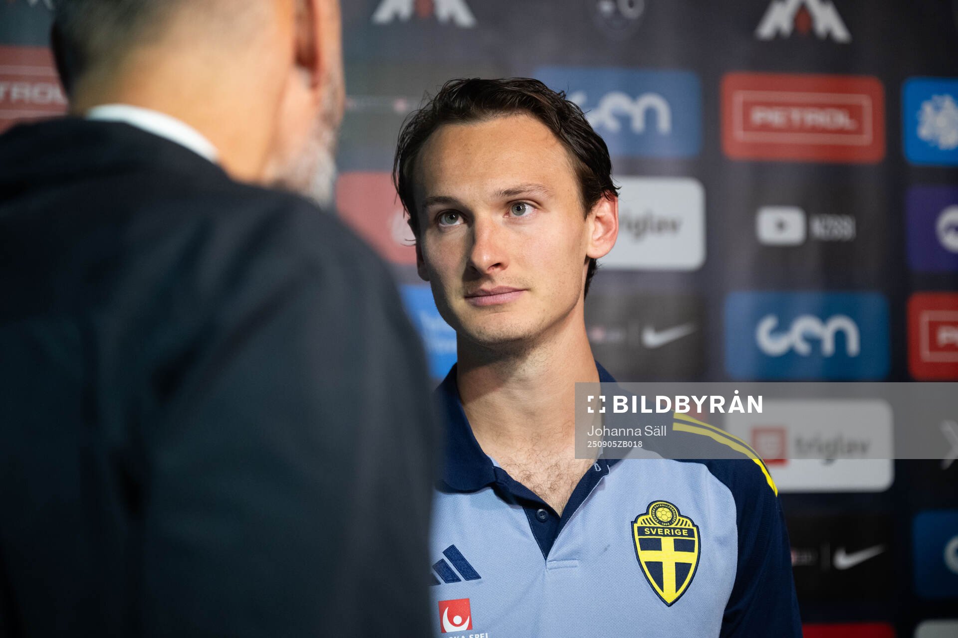 Hjalmar Ekdal of Sweden in mixed zone