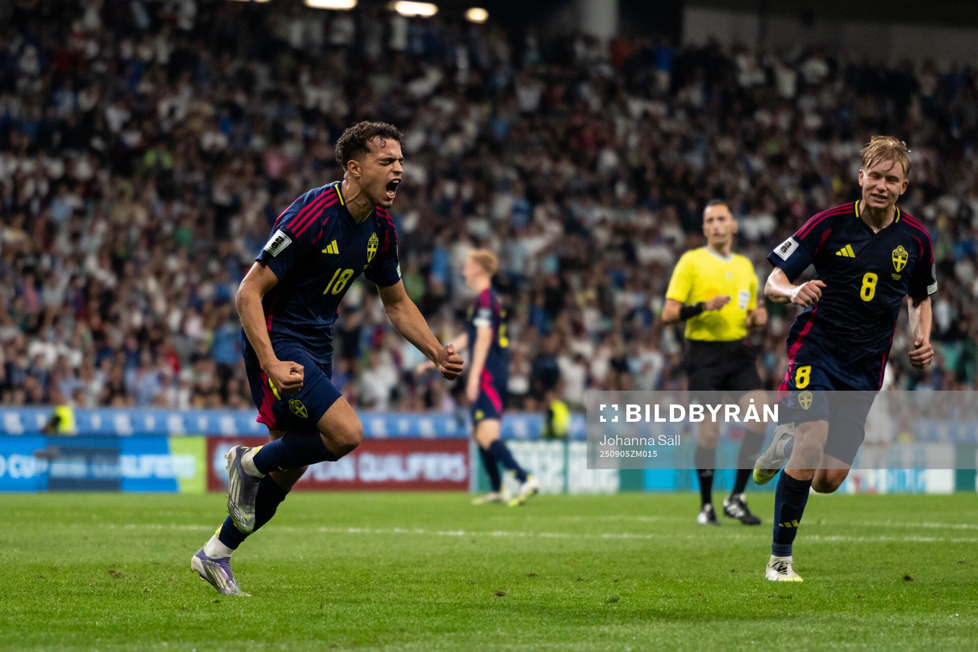 Yasin Ayari of Sweden celebrates