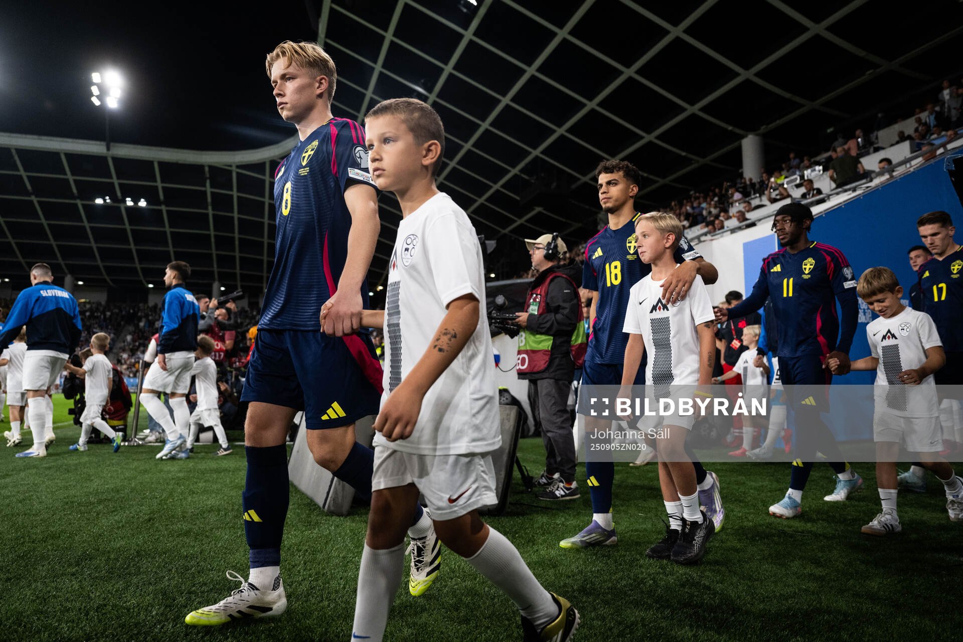 Daniel Svensson, Yasin Ayari and Anthony Elanga of Sweden