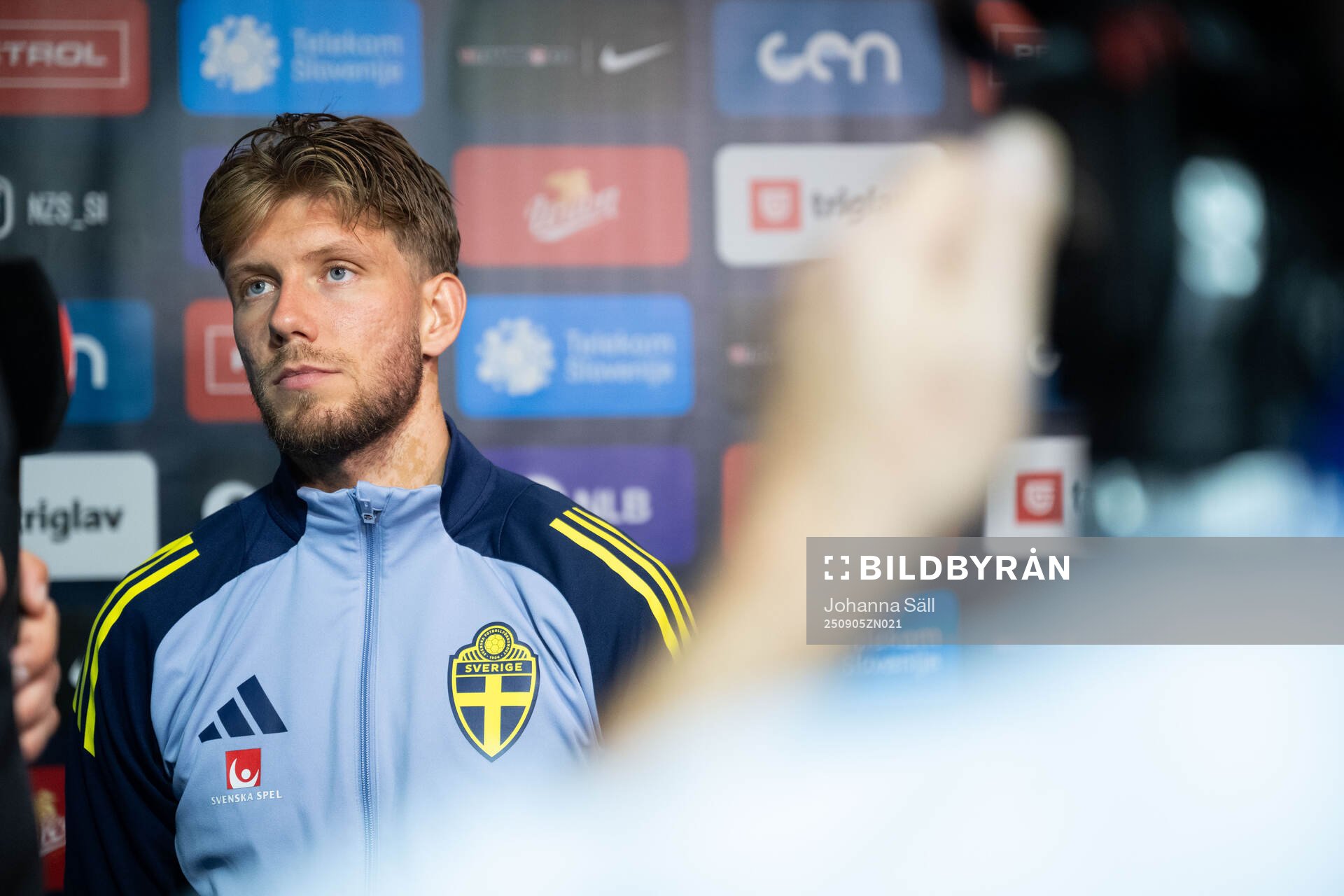 Anton Salétros of Sweden in mixed zone