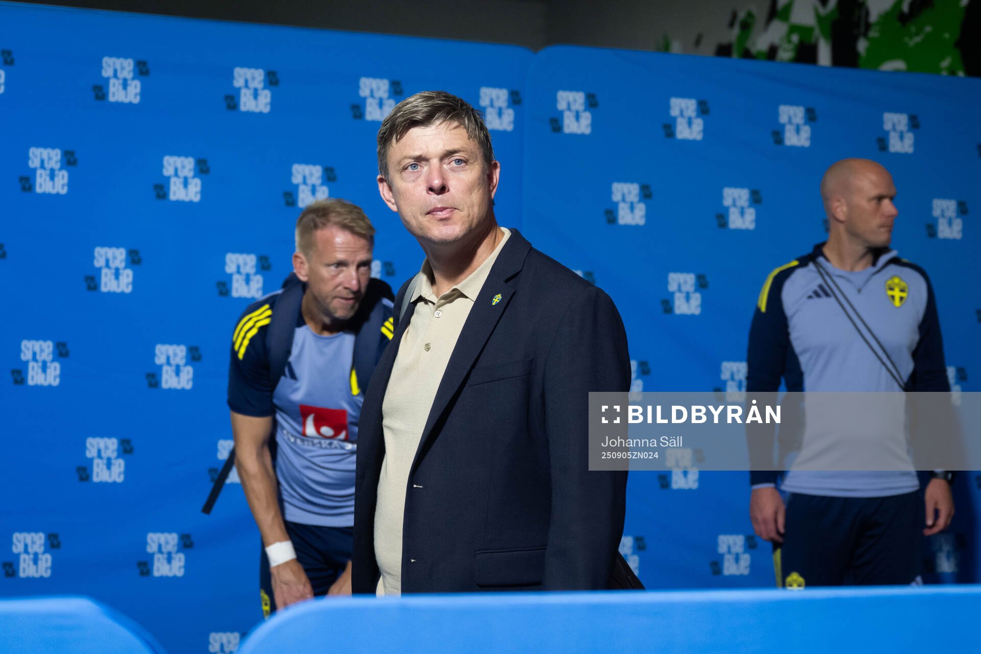 Head coach Jon Dahl Tomasson of Sweden in mixed zone