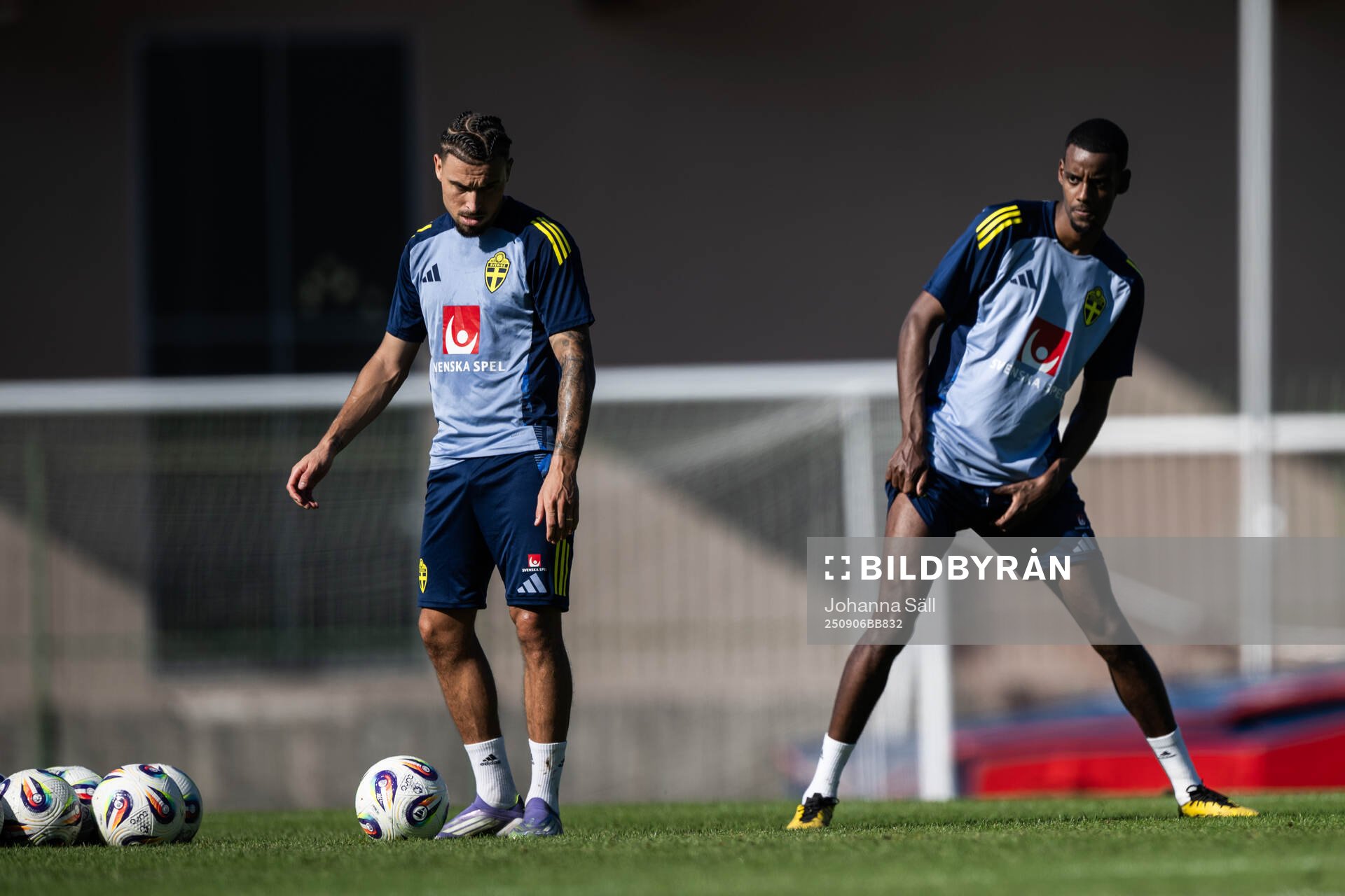 Jordan Larsson and Alexander Isak of the Swedish men's