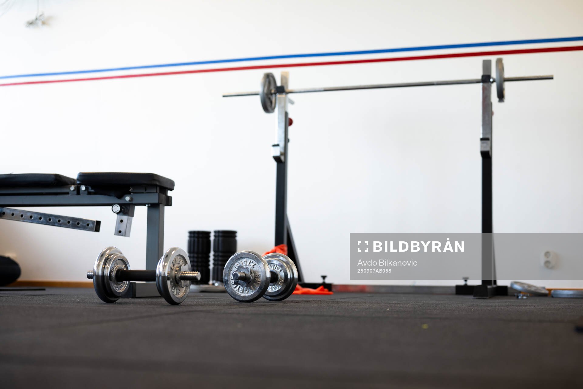 Ett par hantlar i gymmet