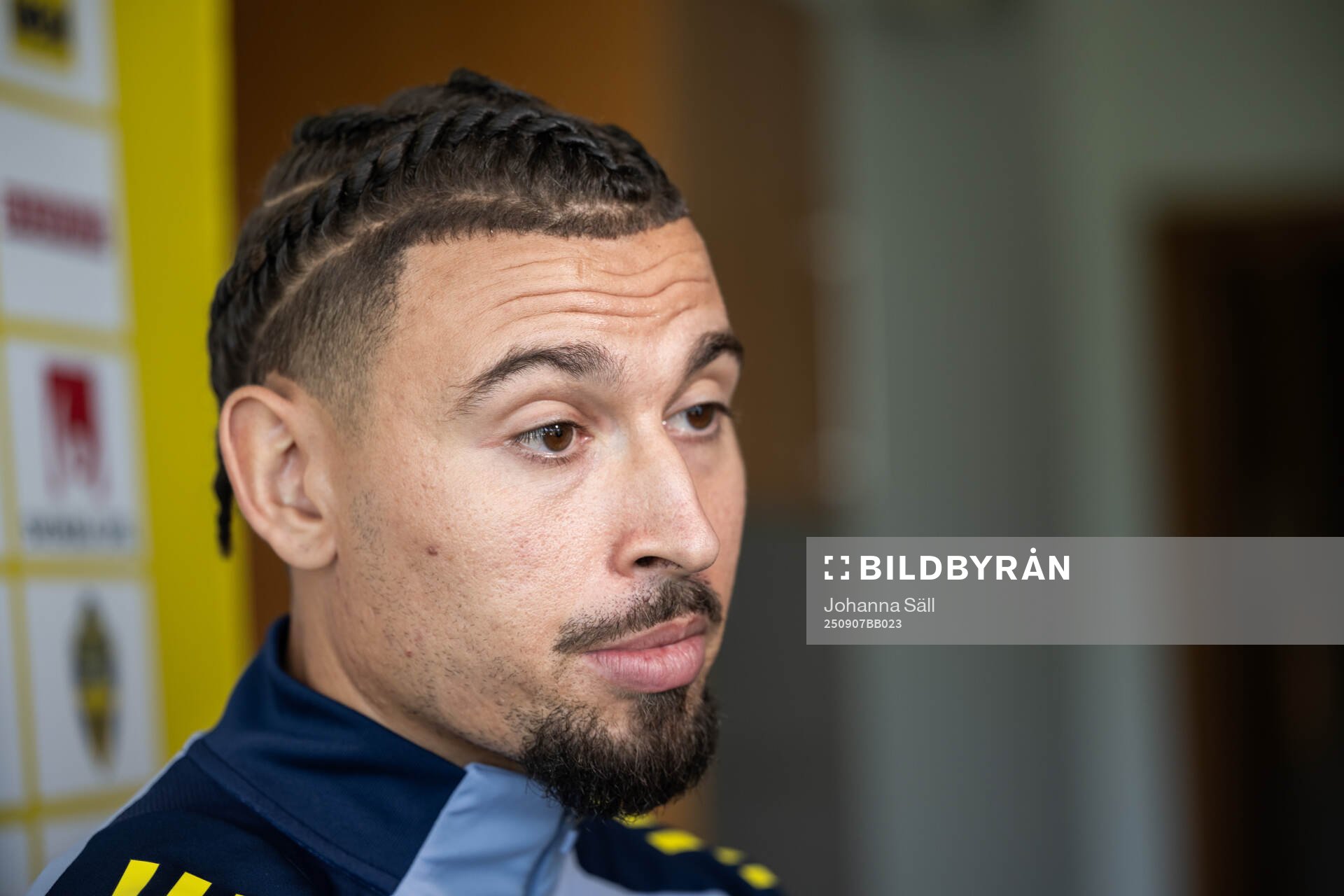 Jordan Larsson of the Swedish national football team at a