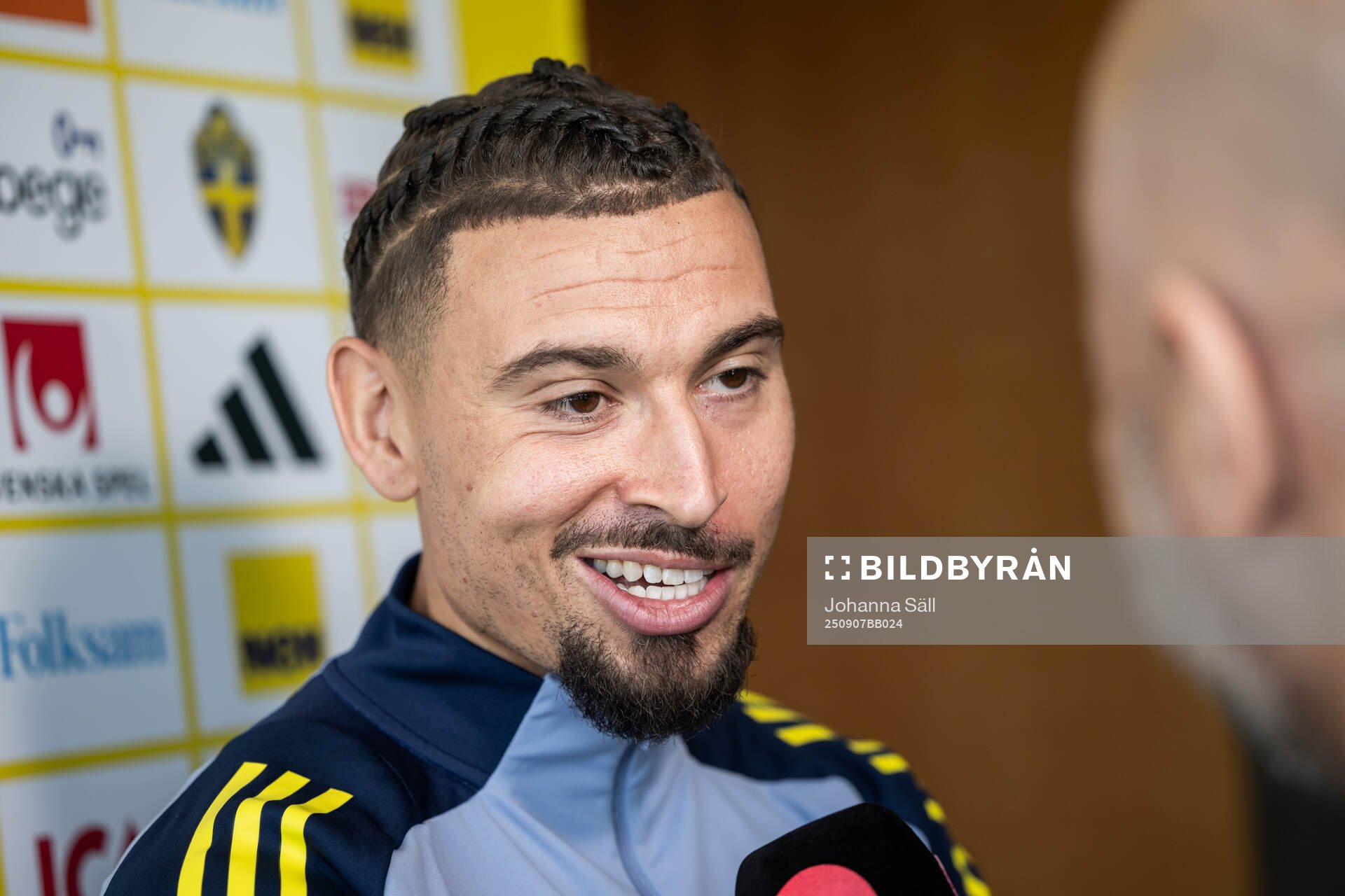 Jordan Larsson of the Swedish national football team at a