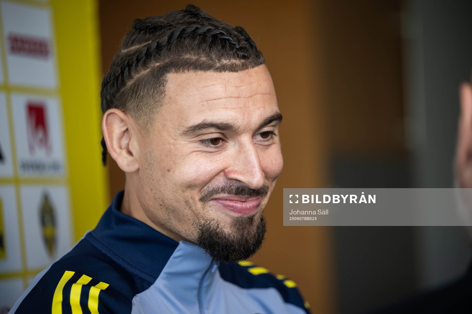Jordan Larsson of the Swedish national football team at a