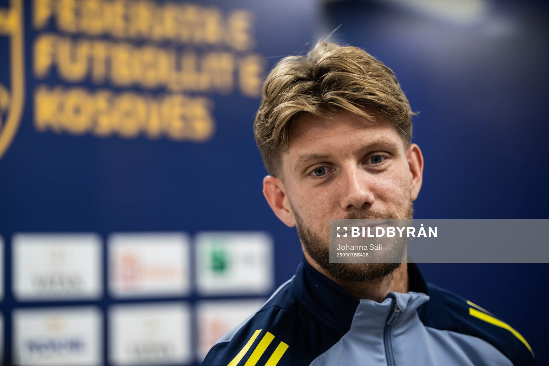 Anton Salétros of the Swedish national football team at a