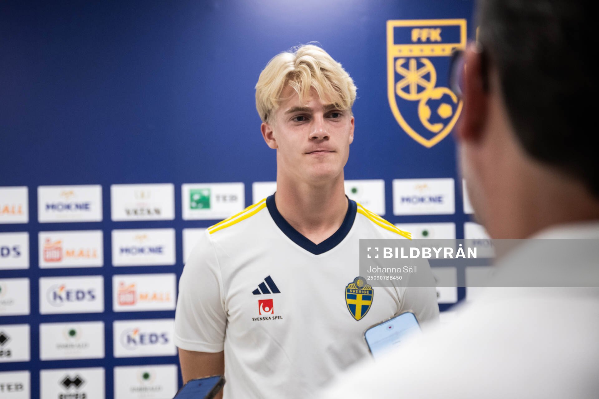 Lucas Bergvall of the Swedish national football team at a