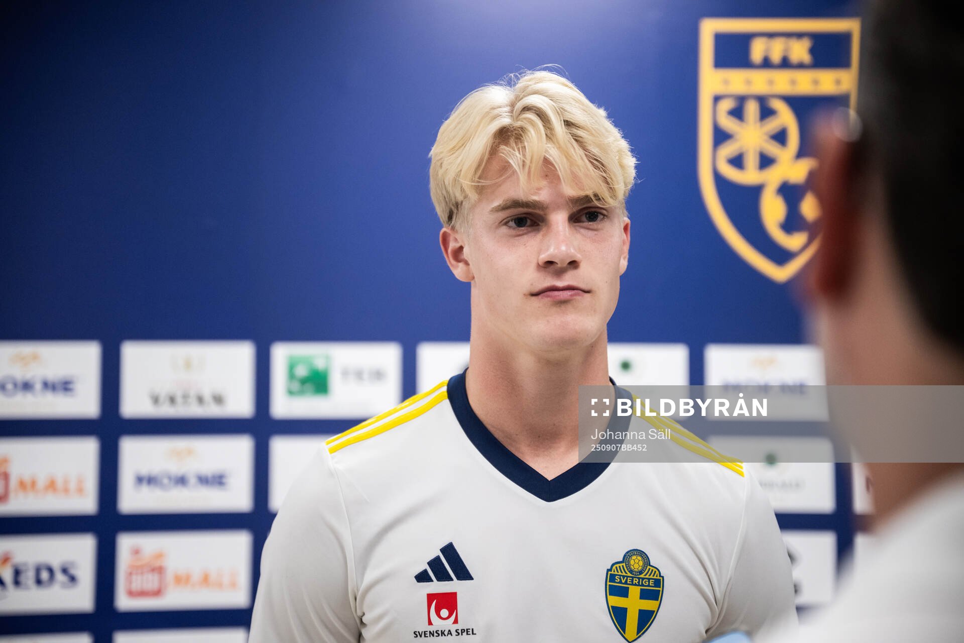 Lucas Bergvall of the Swedish national football team at a