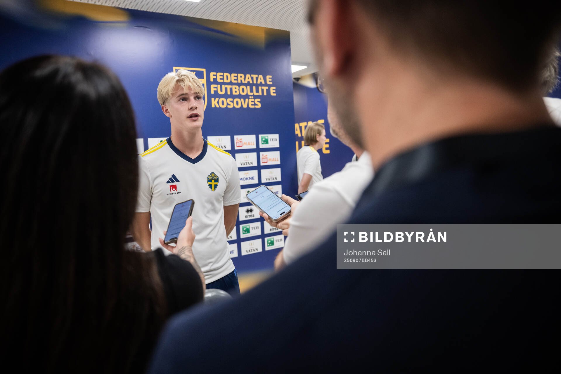 Lucas Bergvall of the Swedish national football team at a
