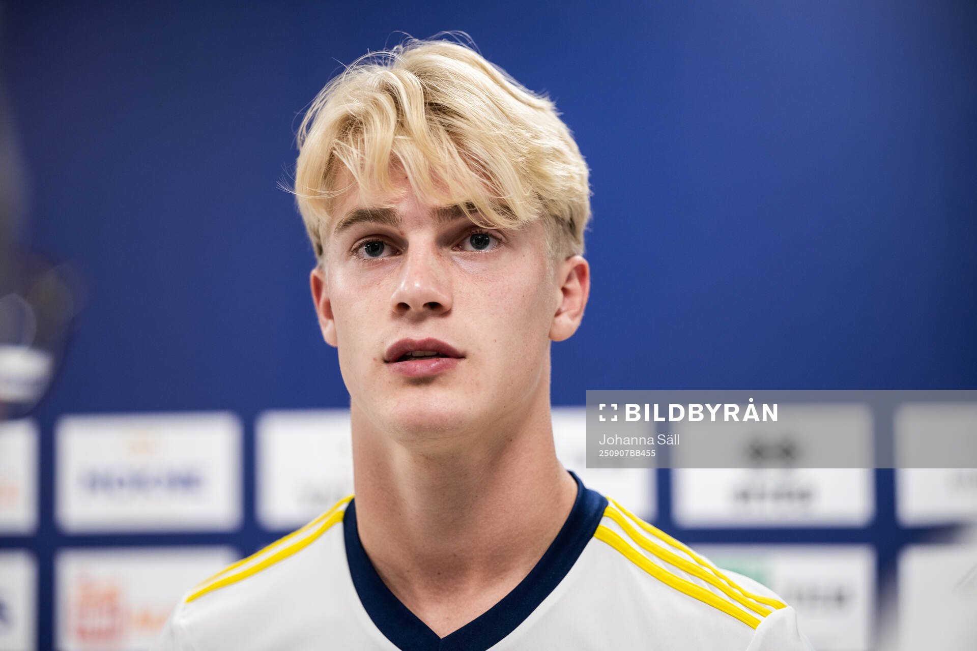 Lucas Bergvall of the Swedish national football team at a