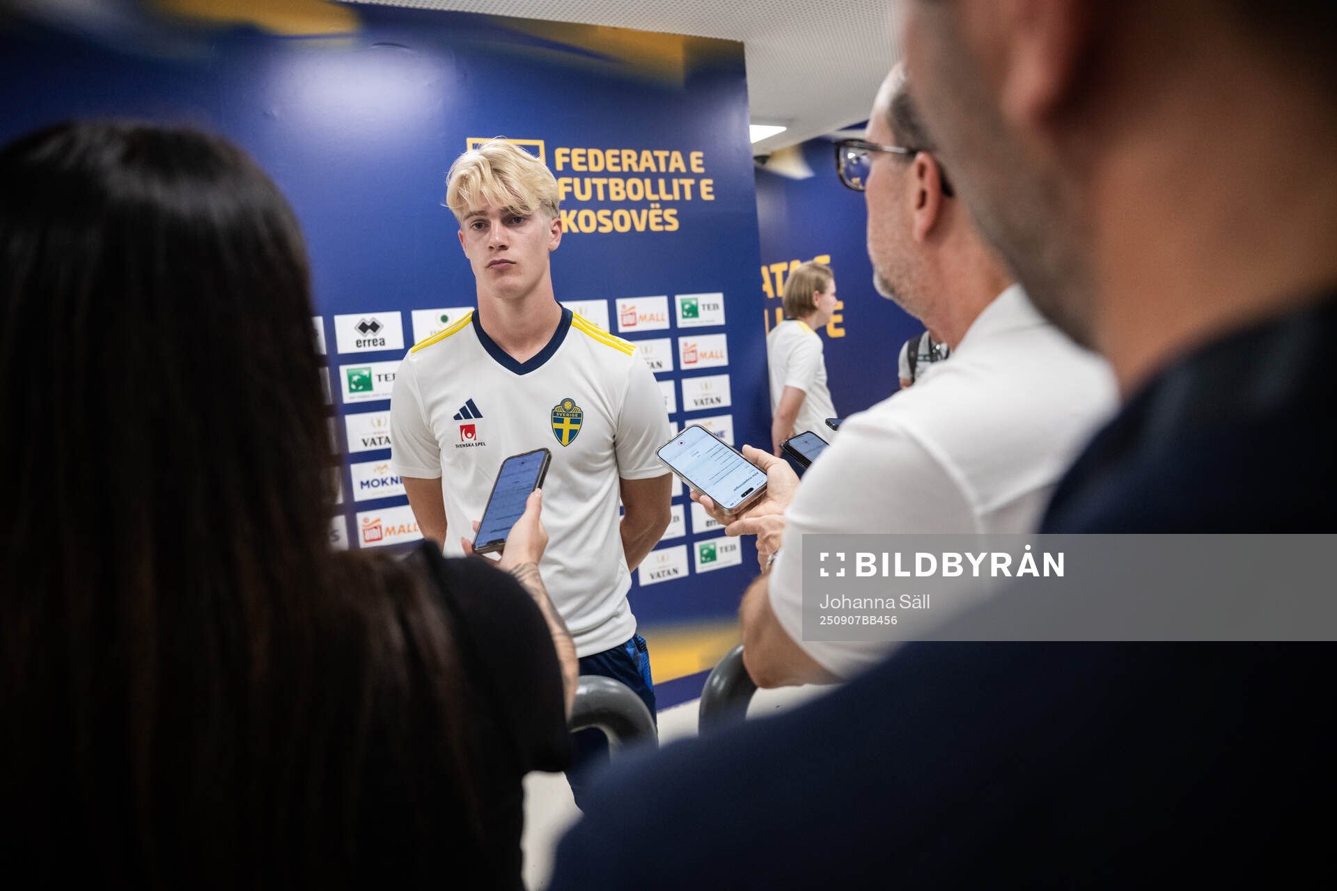 Lucas Bergvall of the Swedish national football team at a