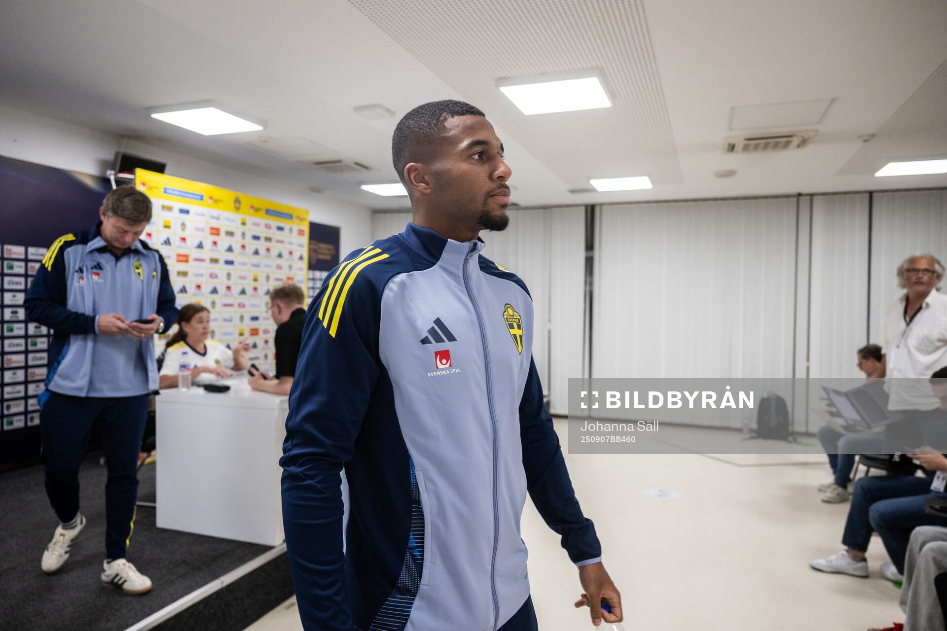 Isak Hien of the Swedish national football team at a press