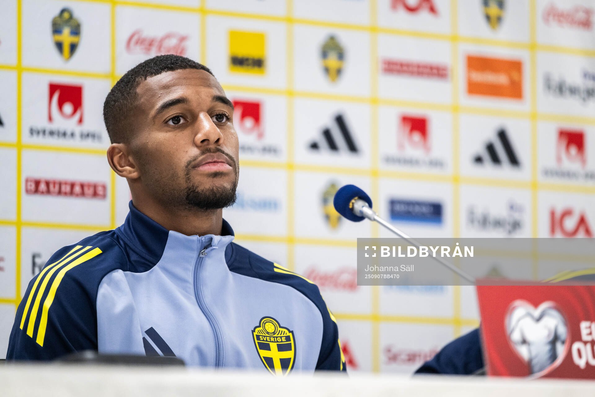 of the Swedish national football team at a press event