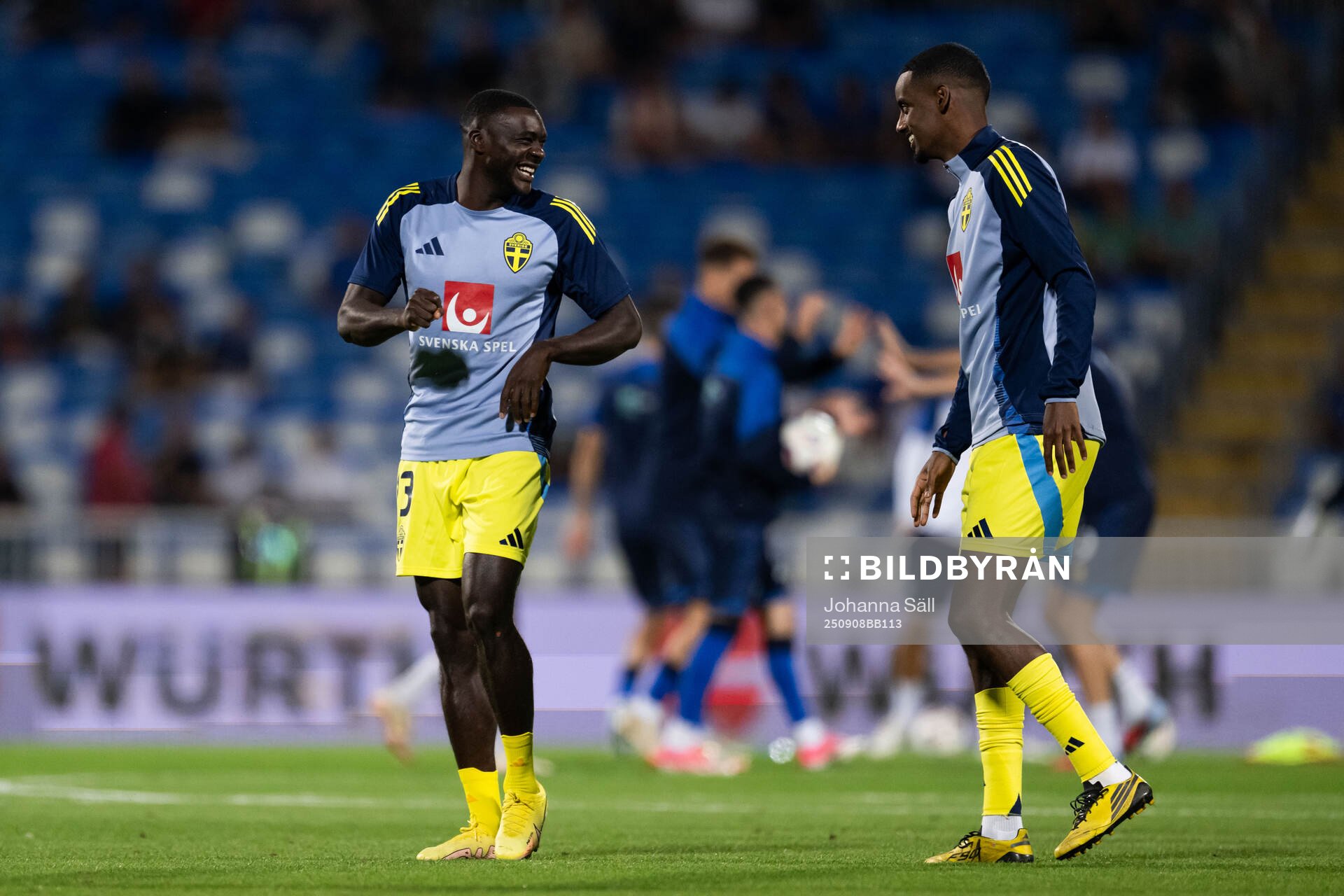 Ken Sema and Alexander Isak of Sweden