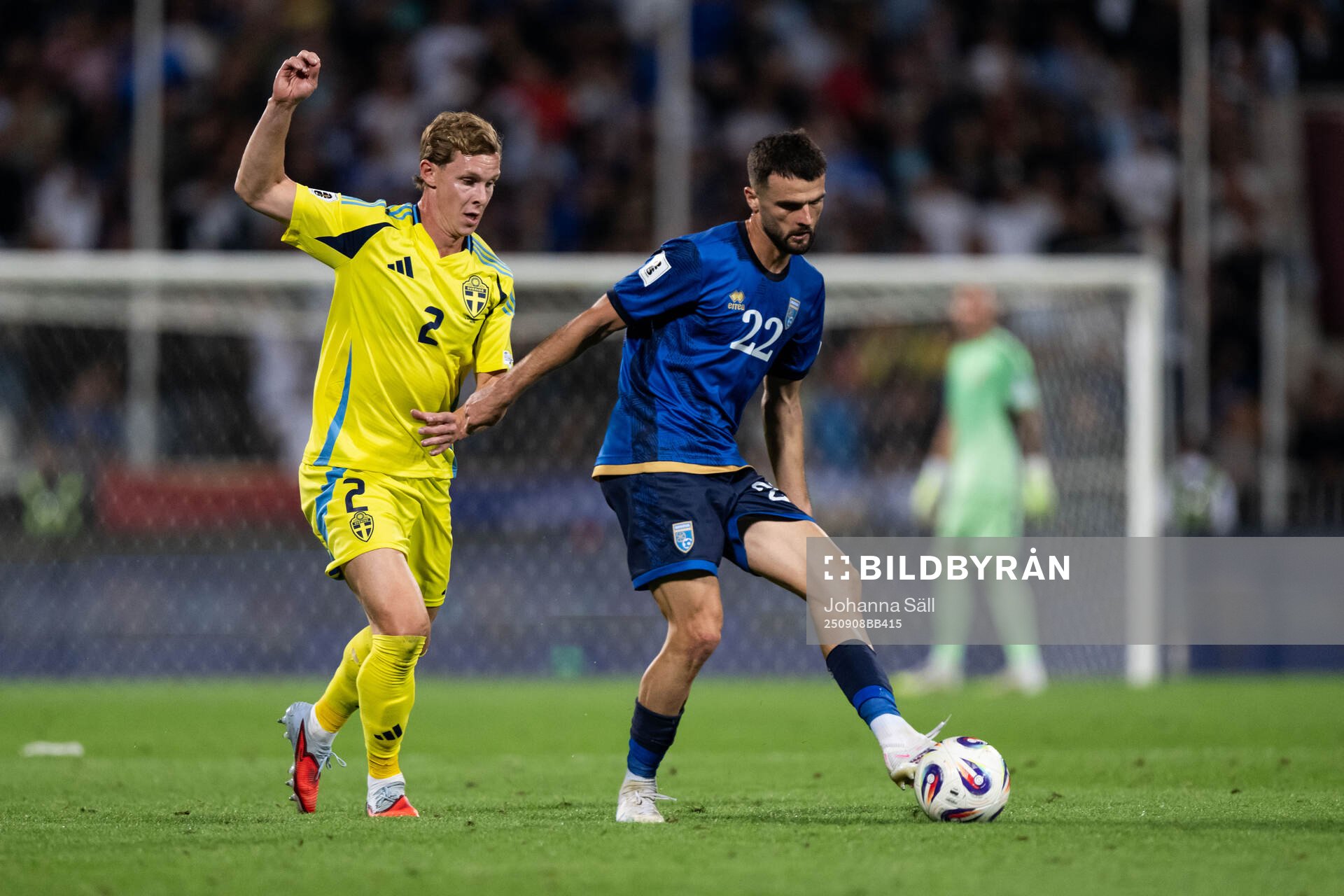 Emil Krafth of Sweden and Muharrem Jashari of Kosovo