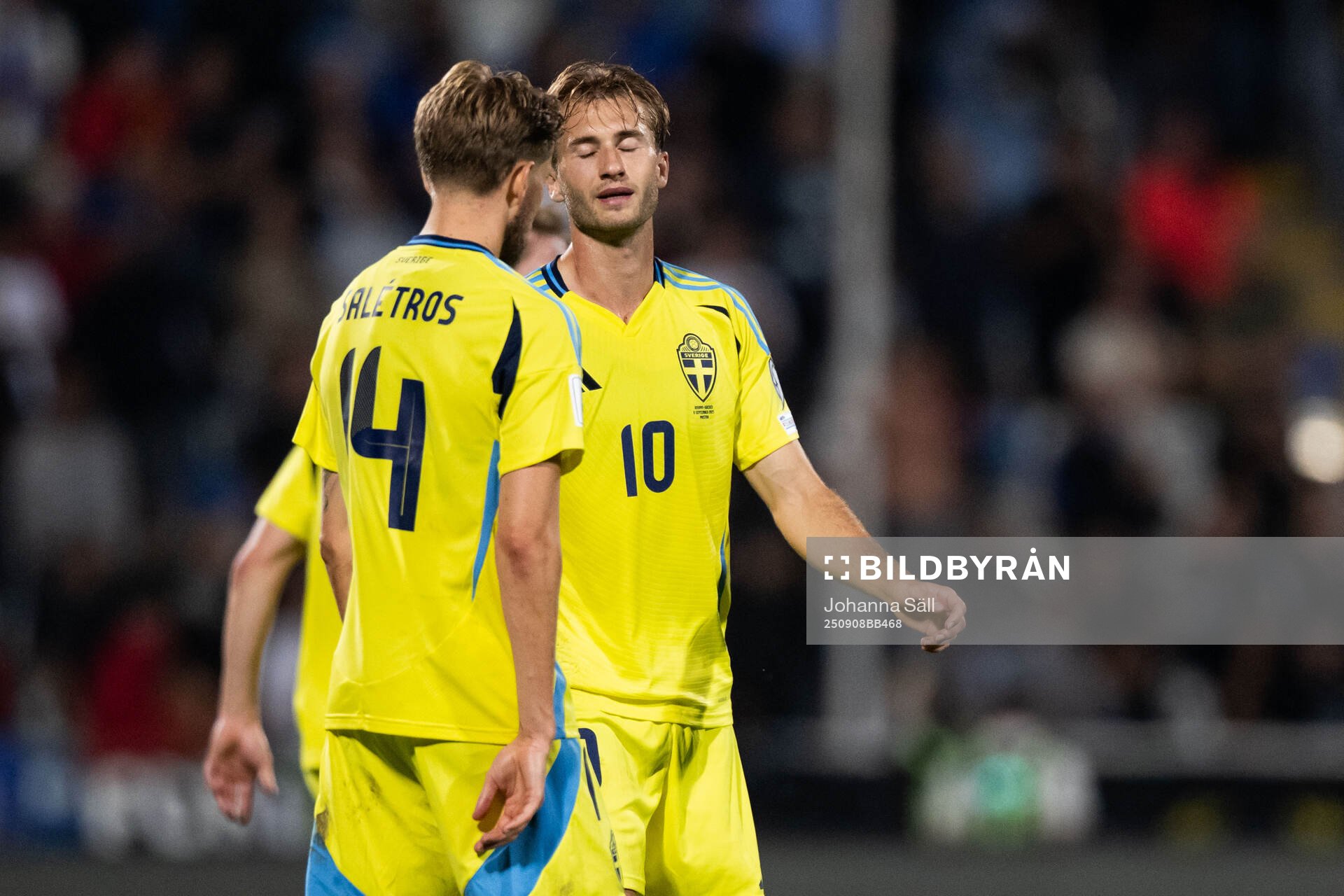 Anton Salétros and Benjamin Nygren of Sweden look dejected