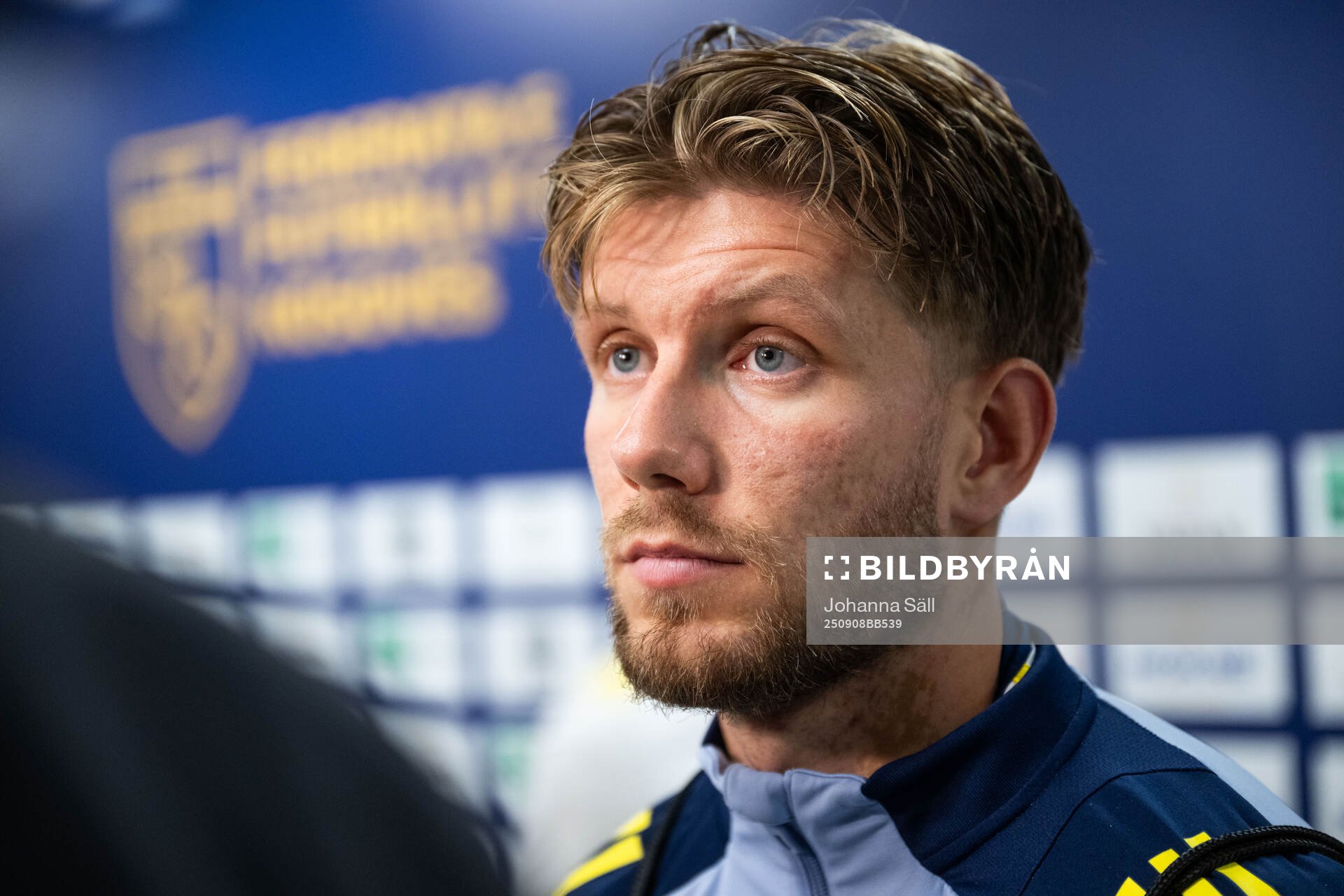 Anton Salétros of Sweden in mixed zone