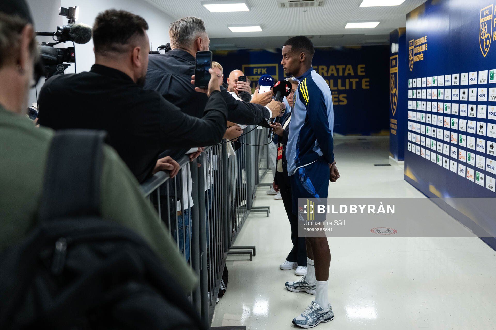 Alexander Isak of Sweden in mixed zone