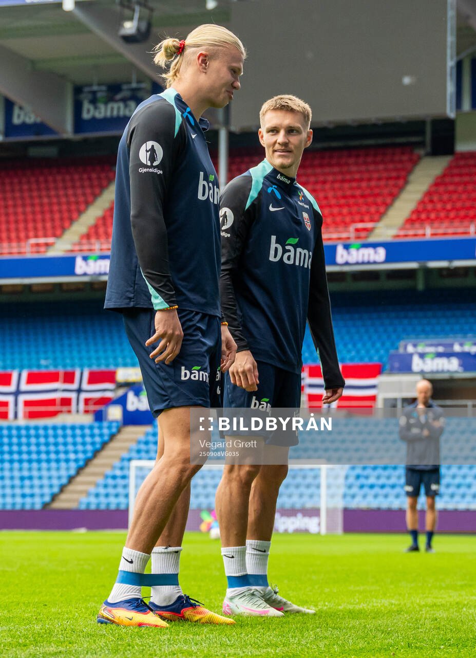 Erling Braut Haaland and Martin Ødegaard of the Norwegian
