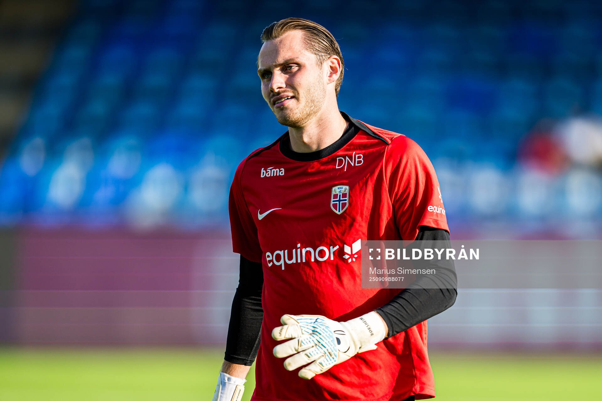 Goalkeeper Martin Børsheim of Norway warms up