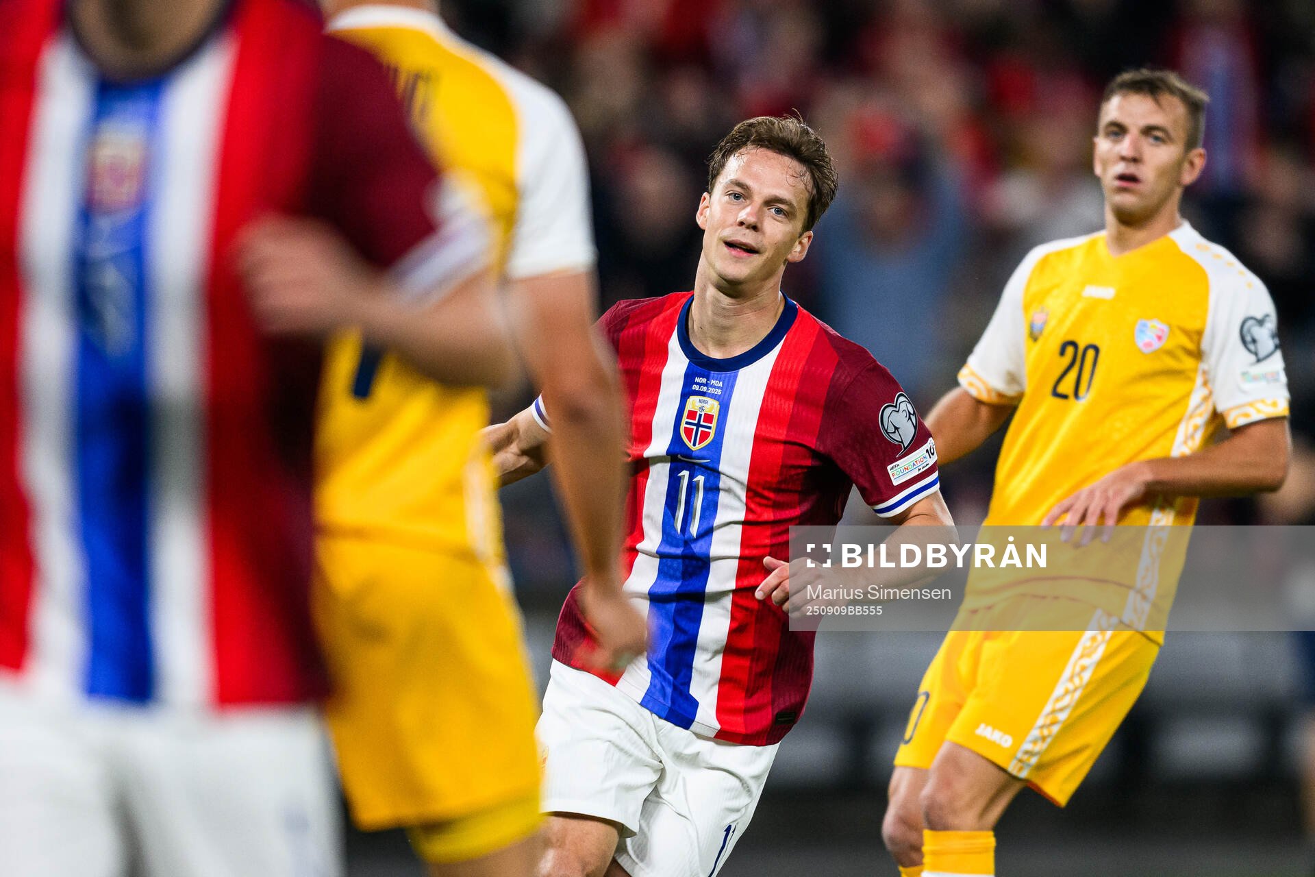 Felix Horn Myhre of Norway celebrates