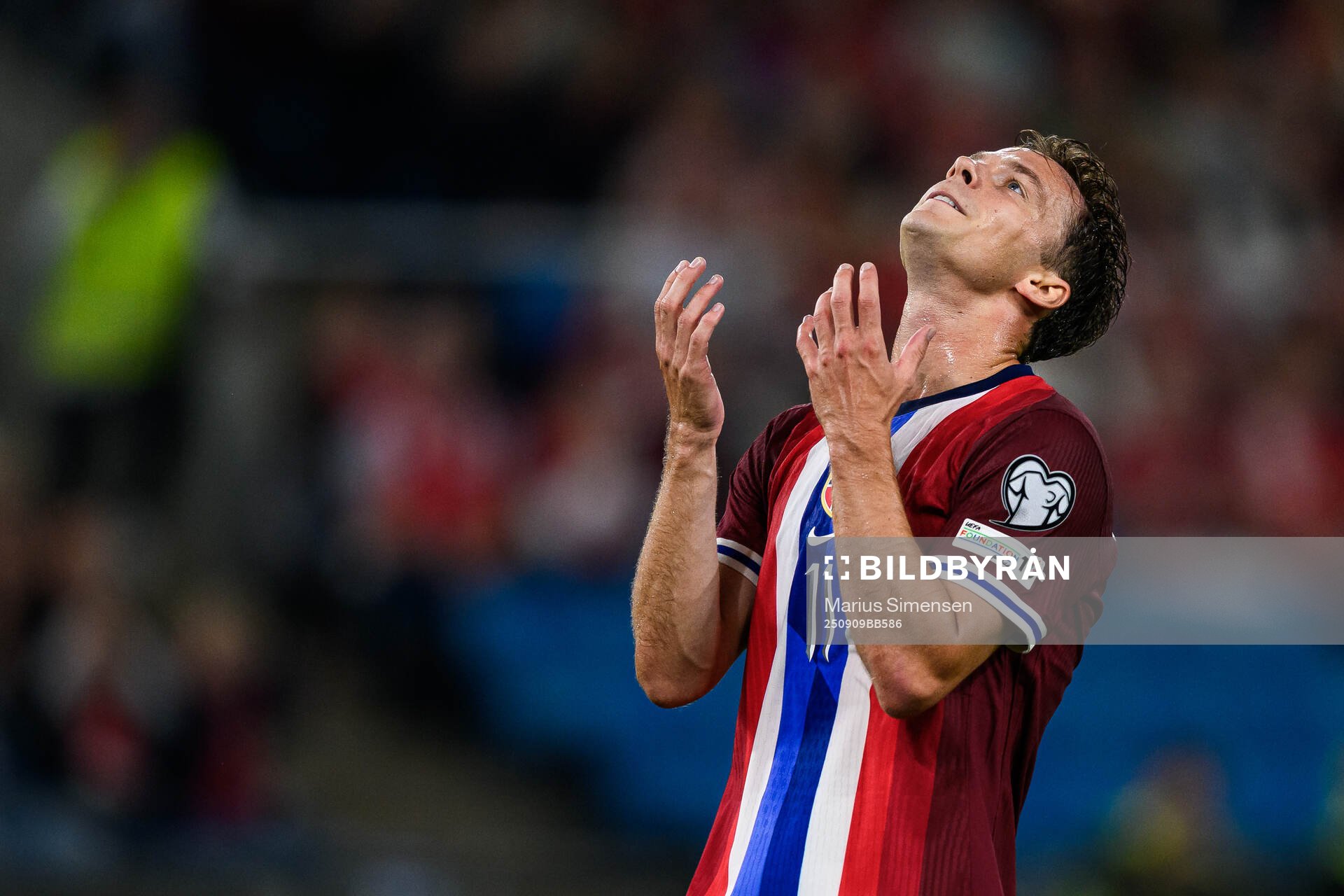Felix Horn Myhre of Norway looks dejected