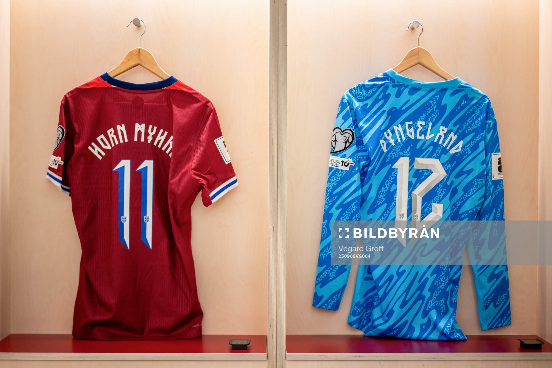 The kits of Felix Horn Myhre and goalkeeper Mathias