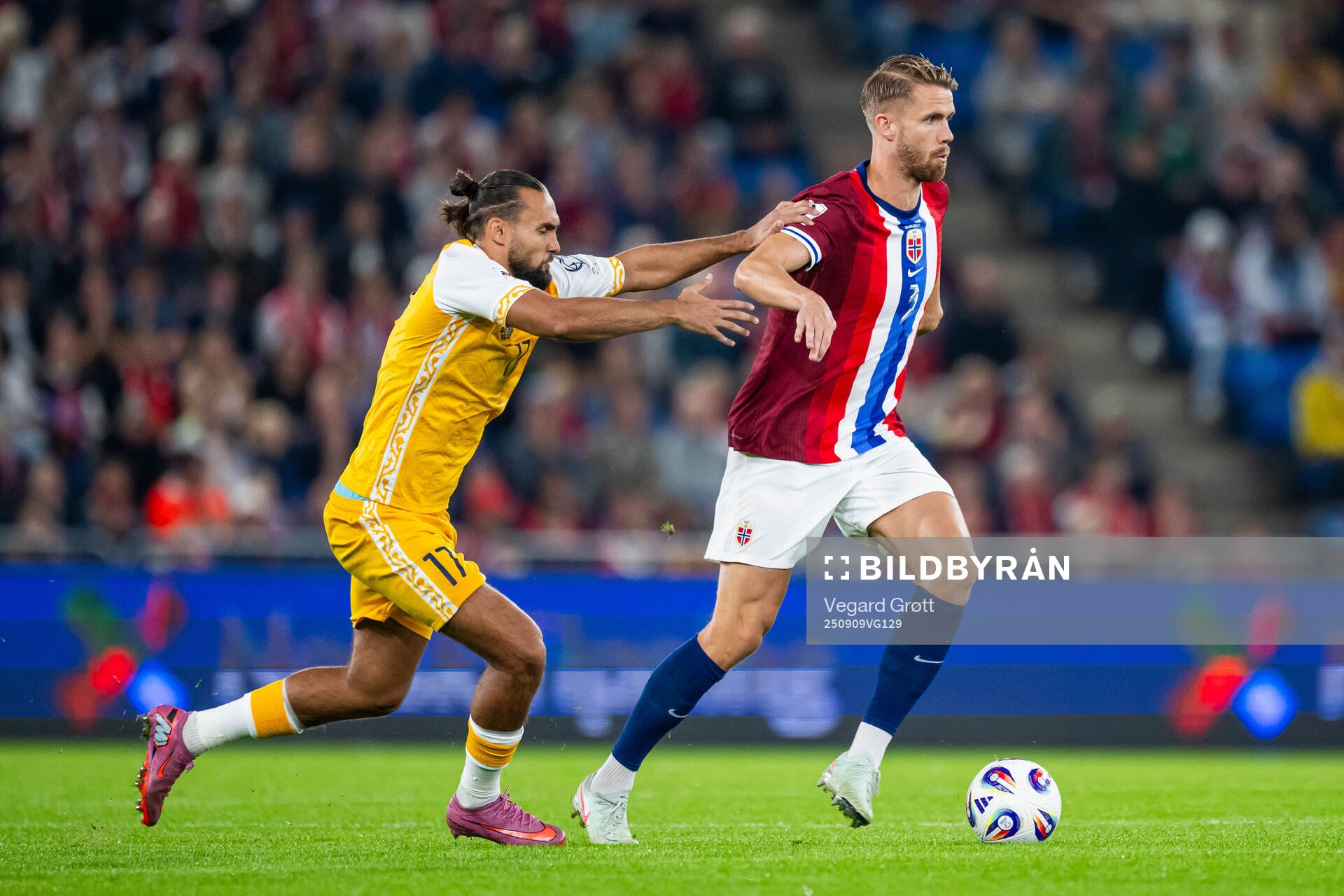 Virgiliu Postolachi of Moldova and Kristoffer Ajer of Norway