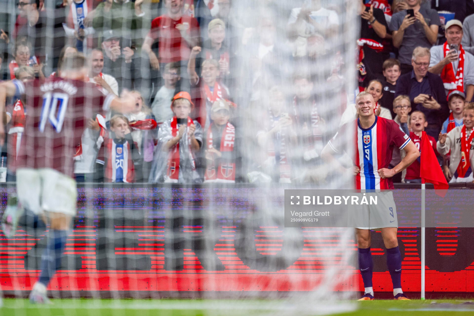 Erling Braut Haaland of Norway celebrates with teammate