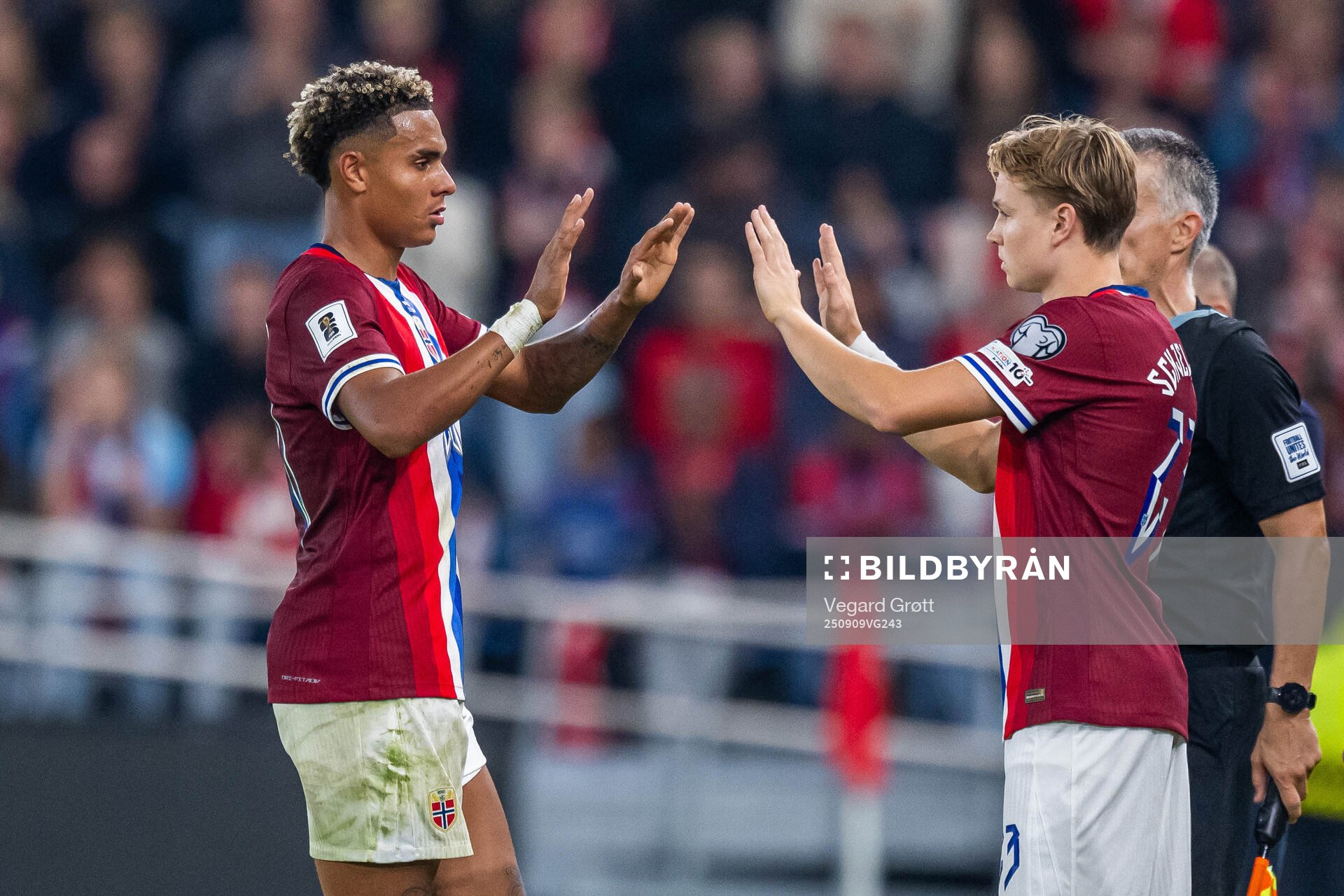 Antonio Nusa and Andreas Schjelderup of Norway