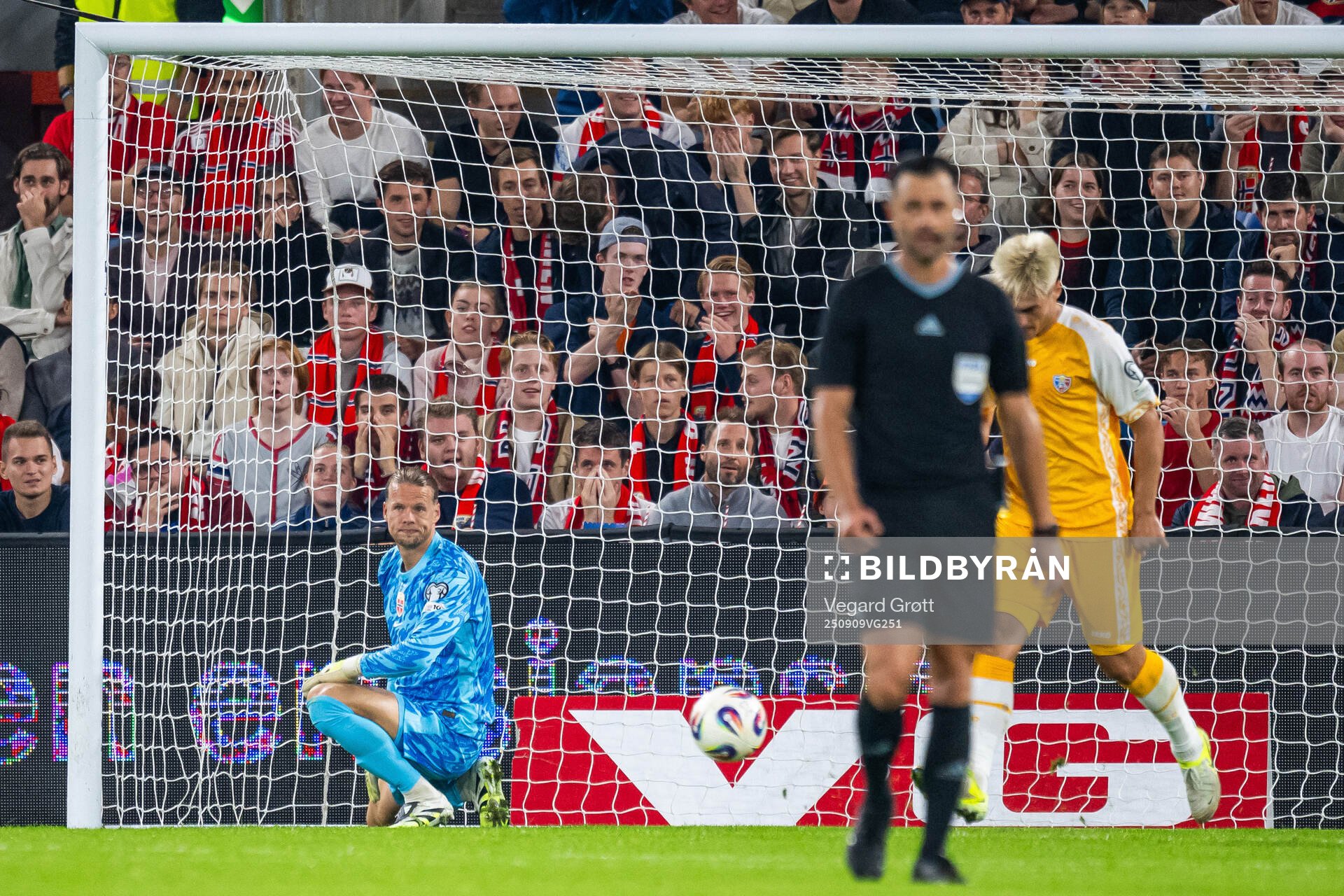 Goalkeeper Ørjan Nyland of Norway looks dejected