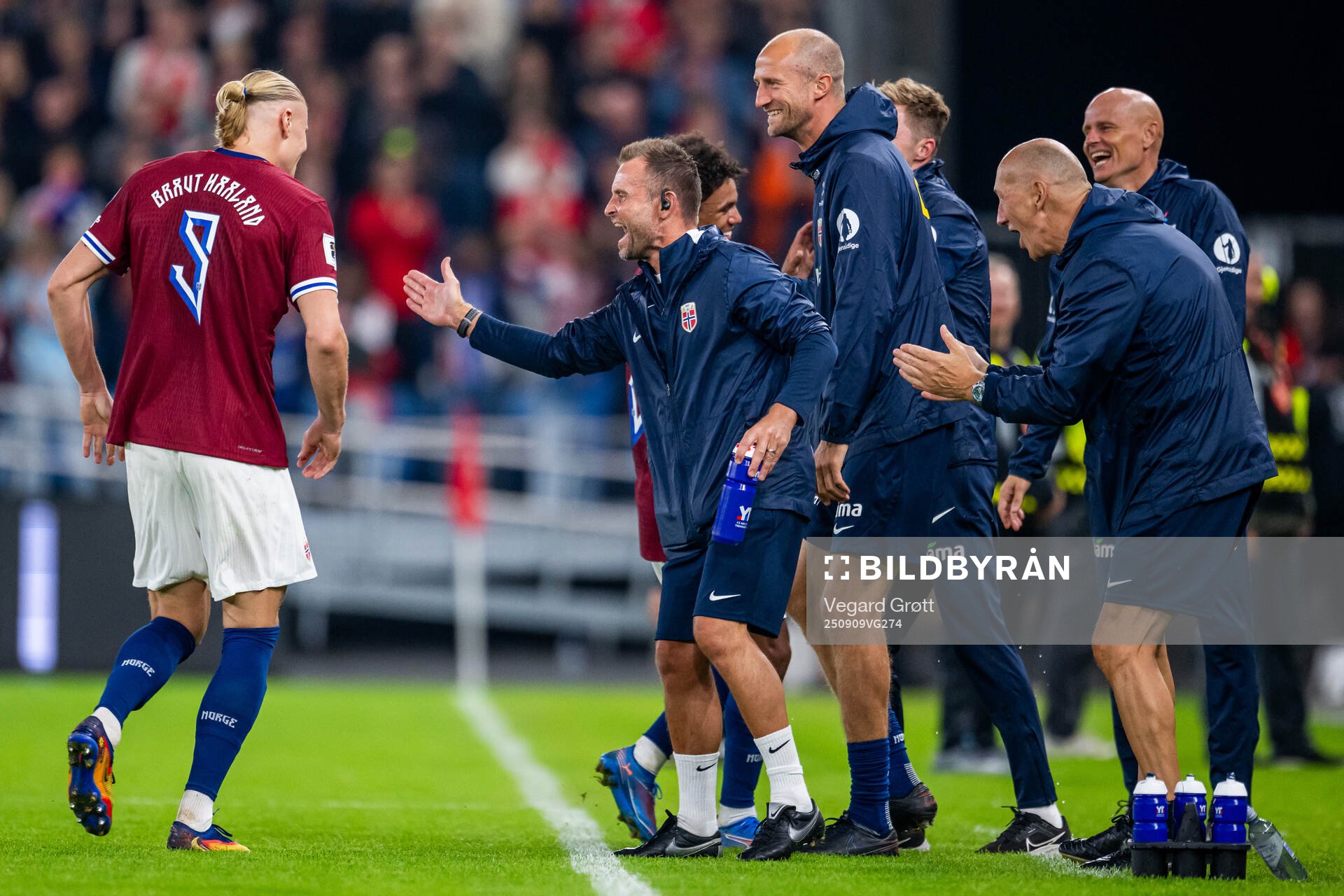 Erling Braut Haaland of Norway celebrates with manual