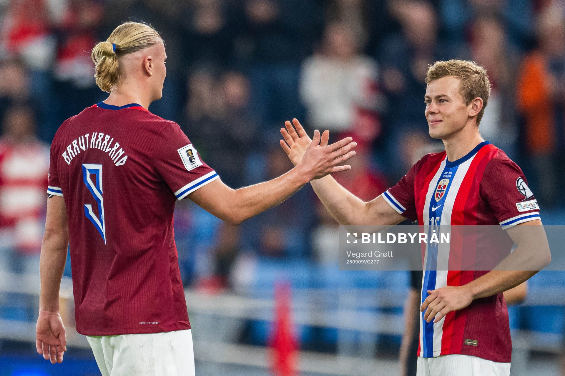 Erling Braut Haaland of Norway is substituted with Aune