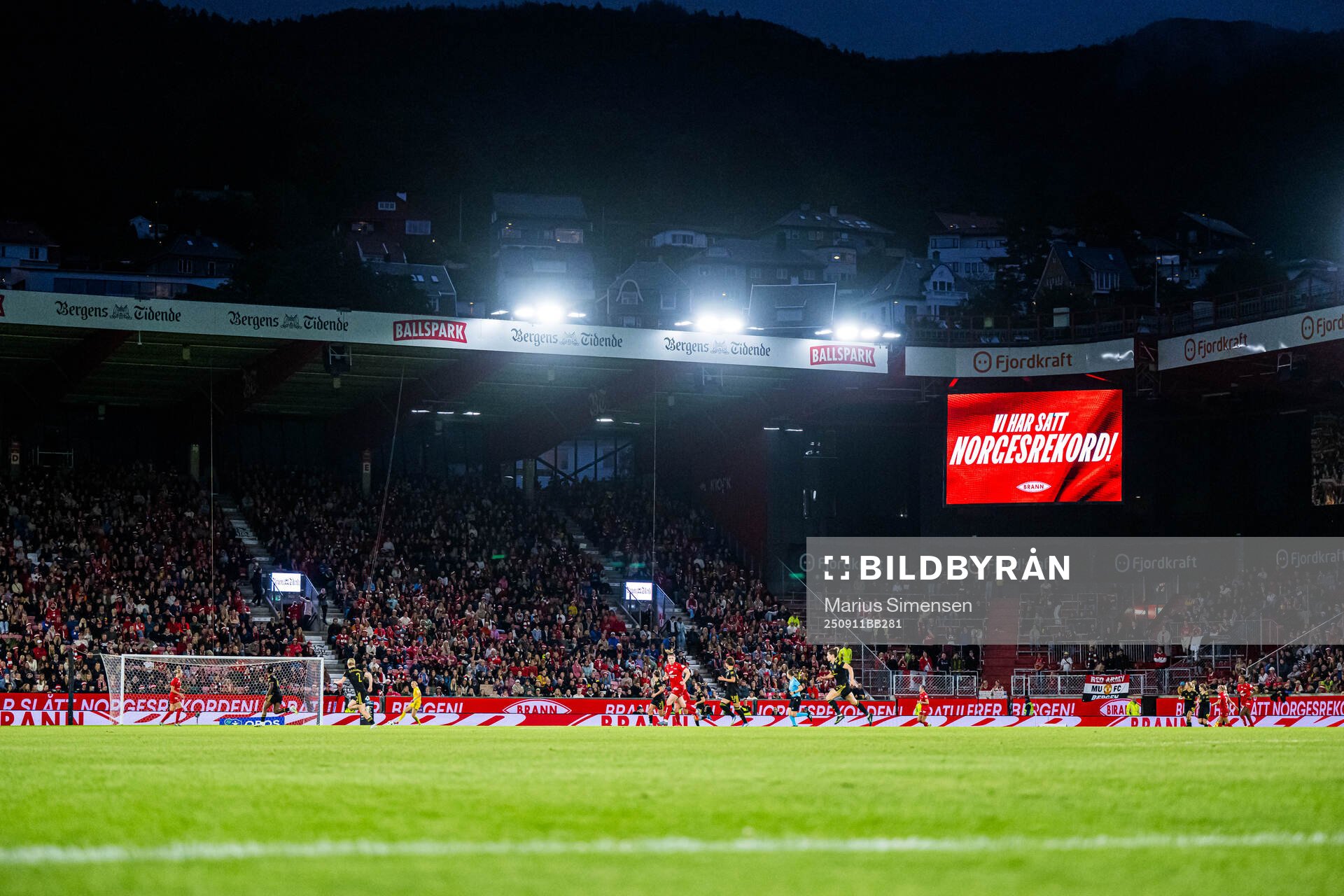 Spectators in the stands at Brann Stadion