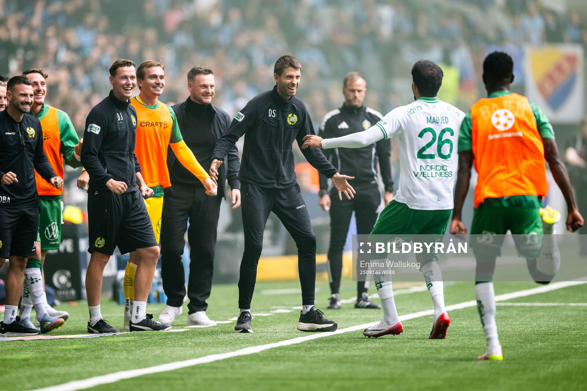 Hammarbys Montader Madjed jublar med assisterande tränare