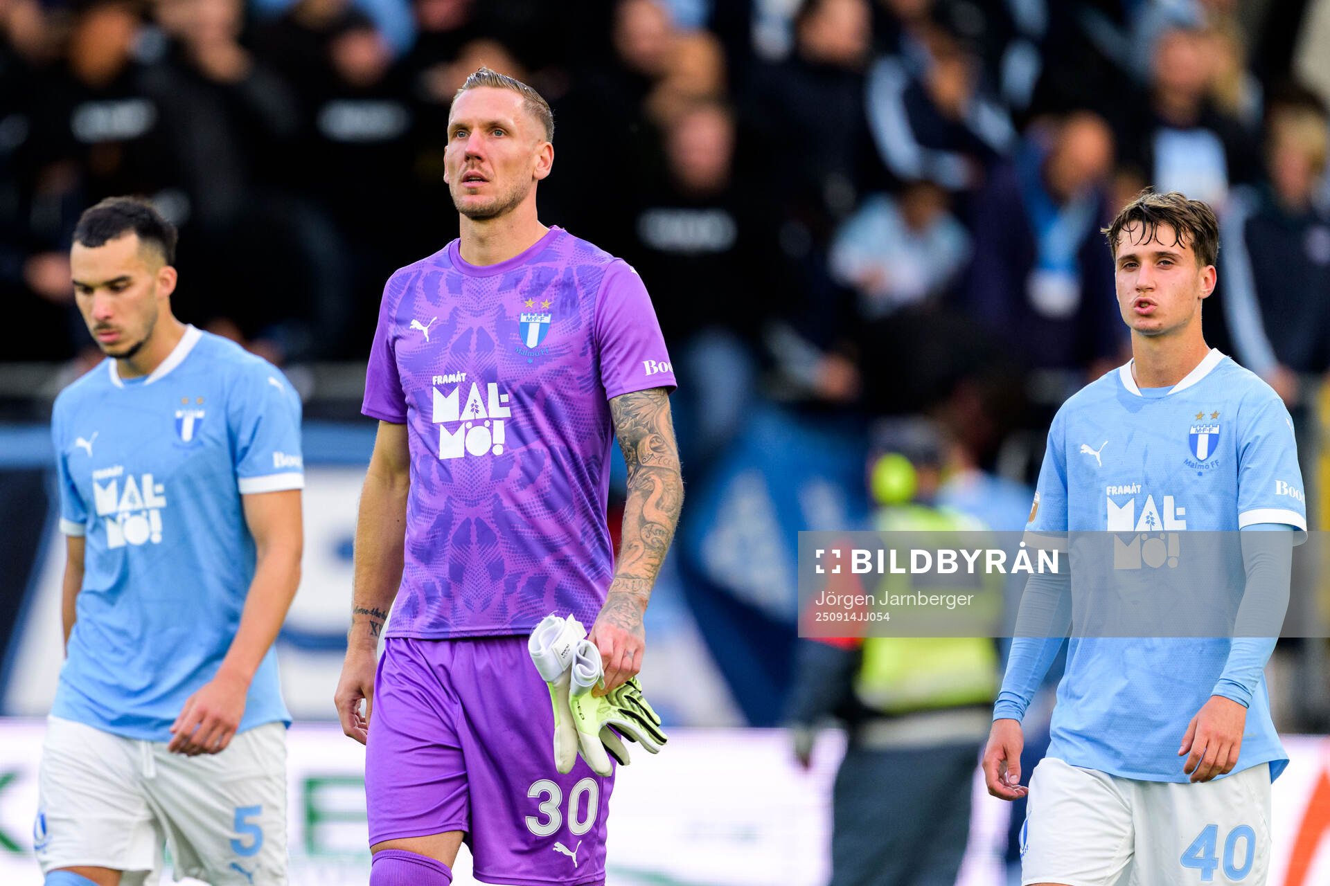 Malmö FFs Andrej Djuric, målvakt Robin Olsen och Kenan