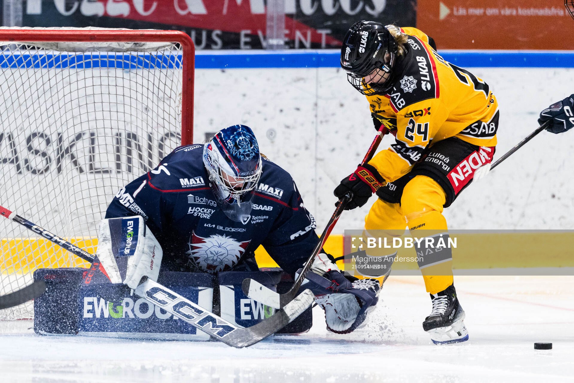 Linköpings målvakt Ebba Svensson Träff och Luleås Mimmi